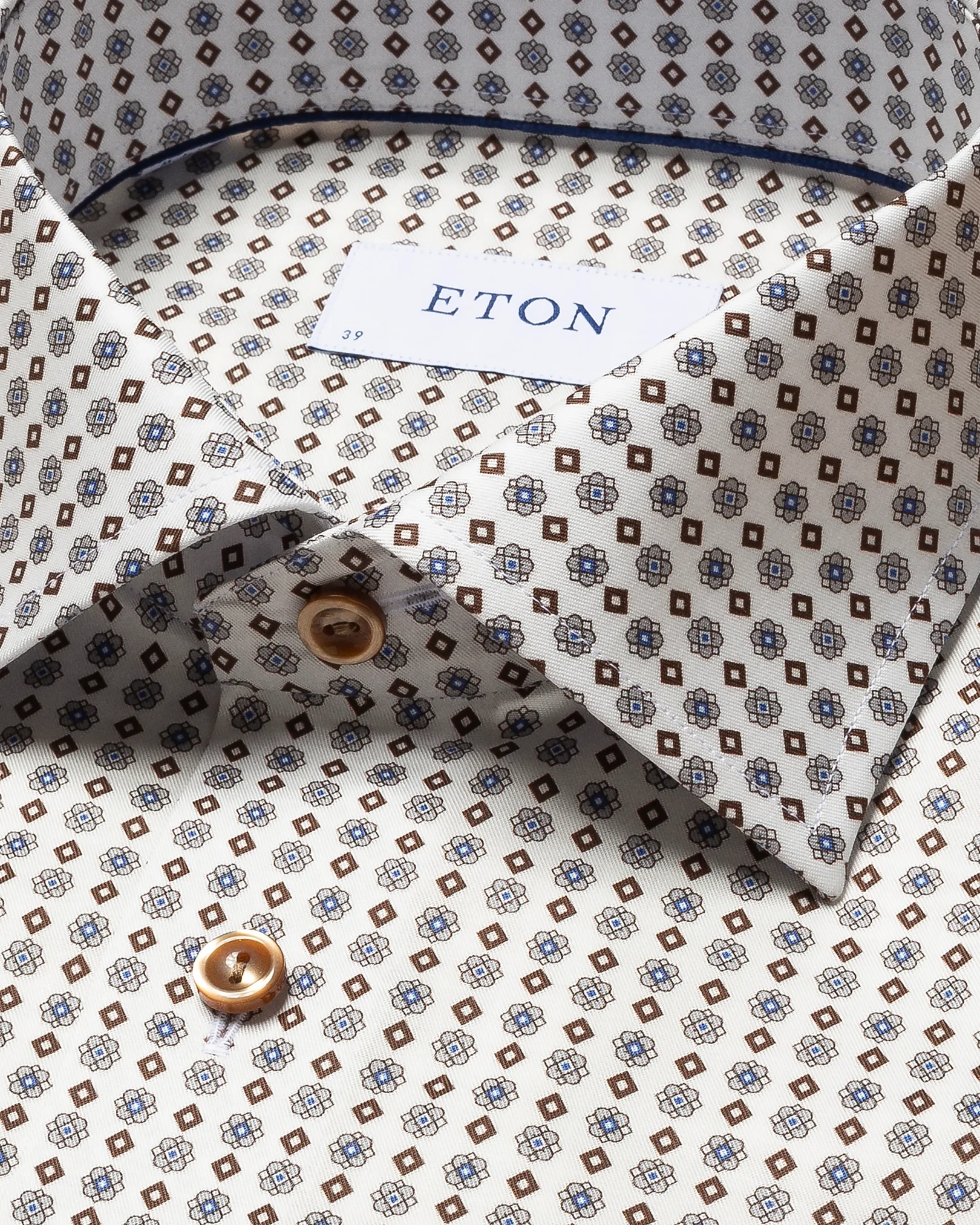 Eton - light grey signature twill geometric pattern