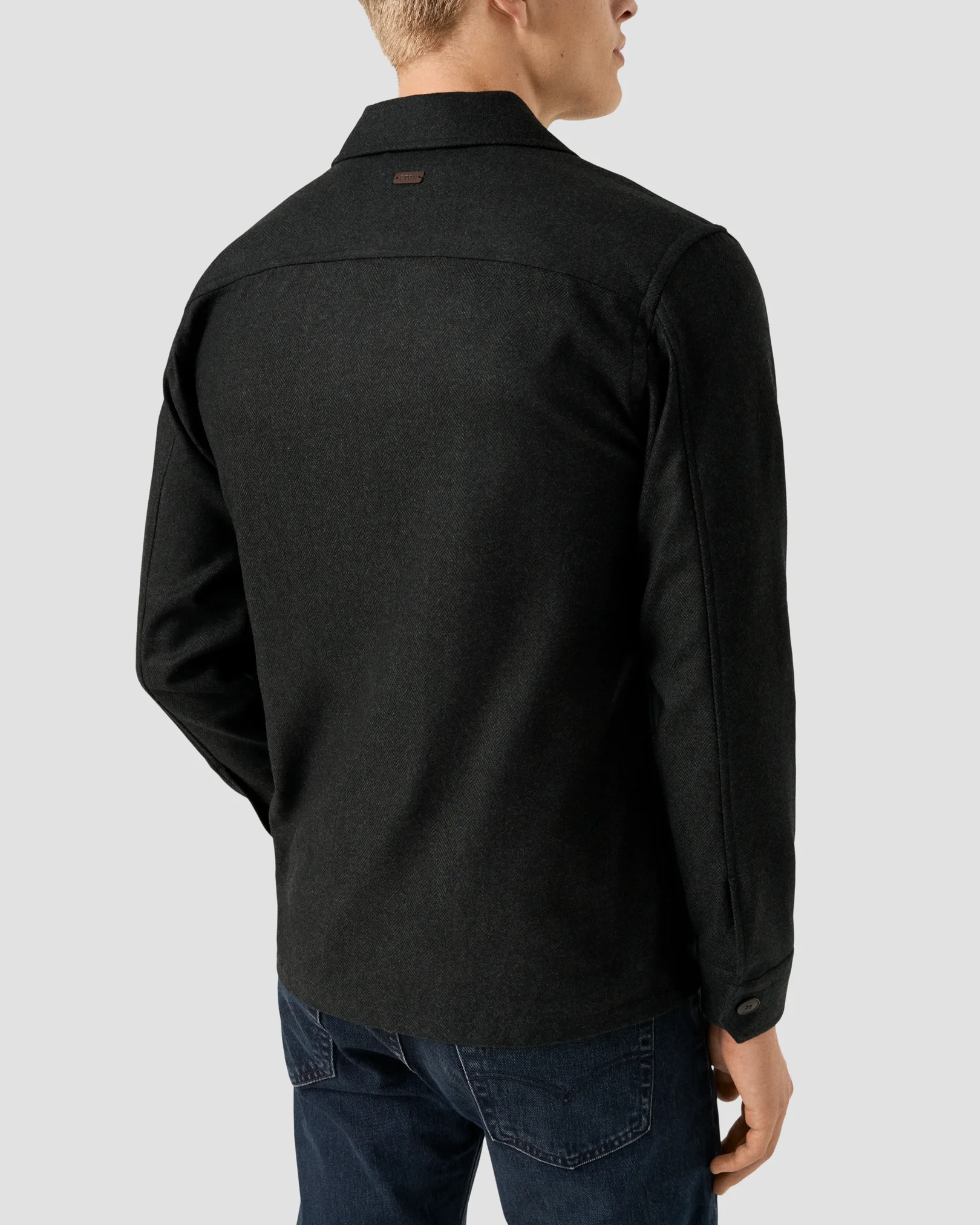 Eton - brown herringbone wool cashmere chore jacket