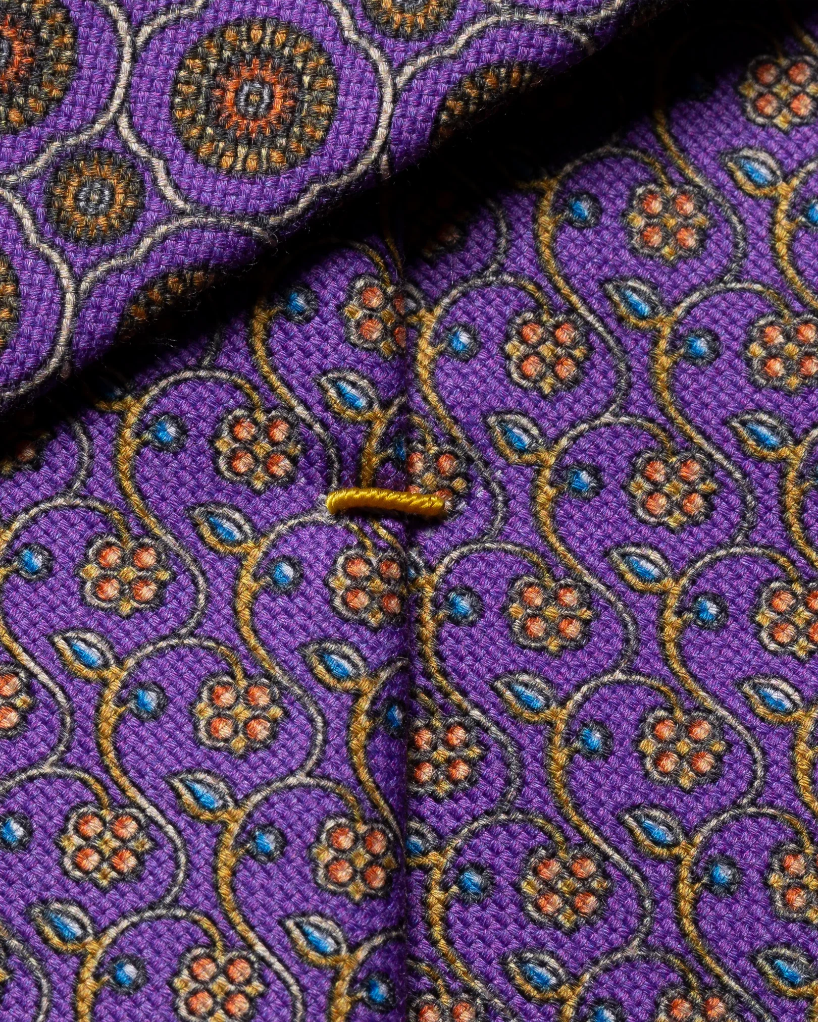 Purple Floral Print Cotton Tie - Eton