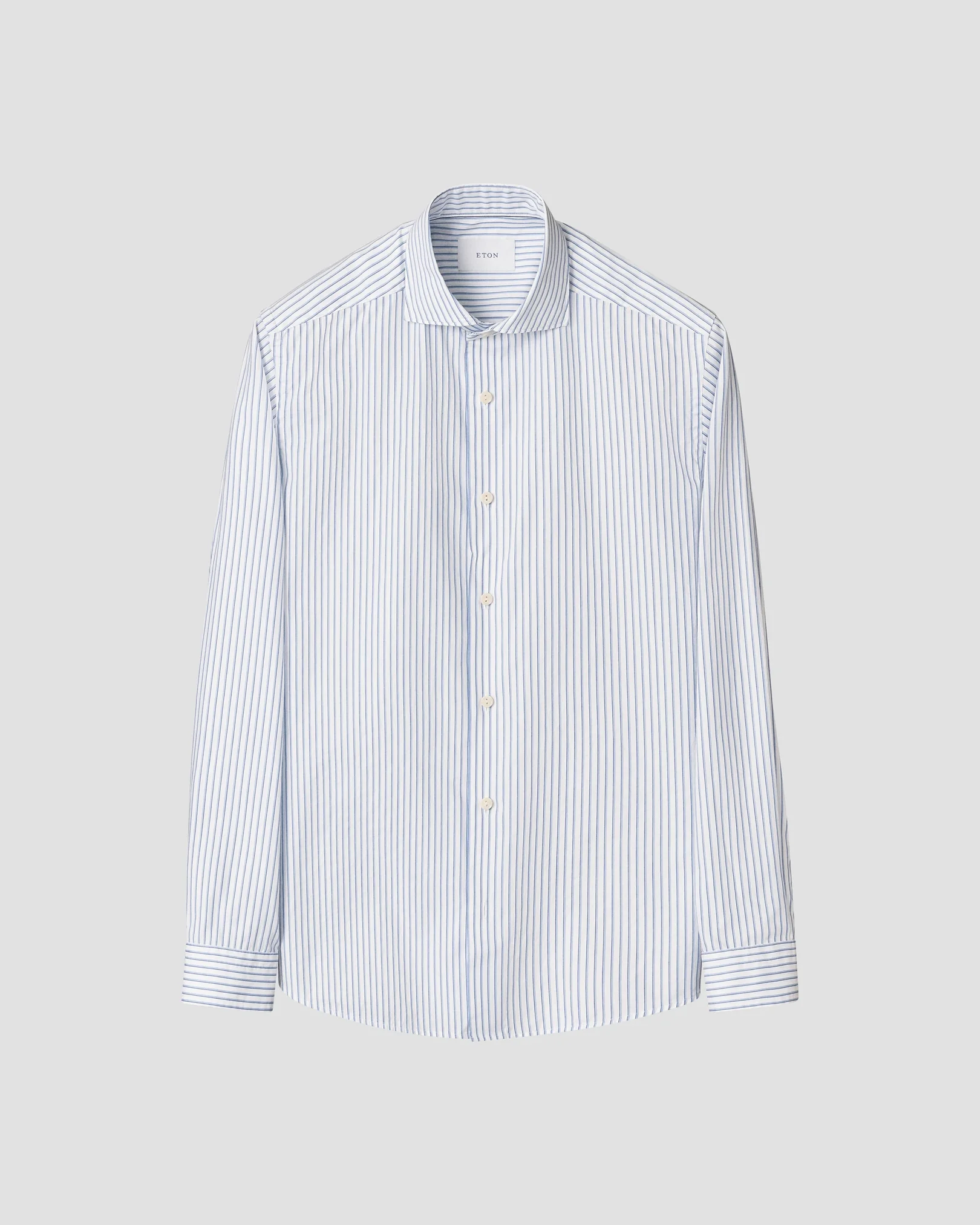 Eton - mid blue striped oxford shirt wide spread 268