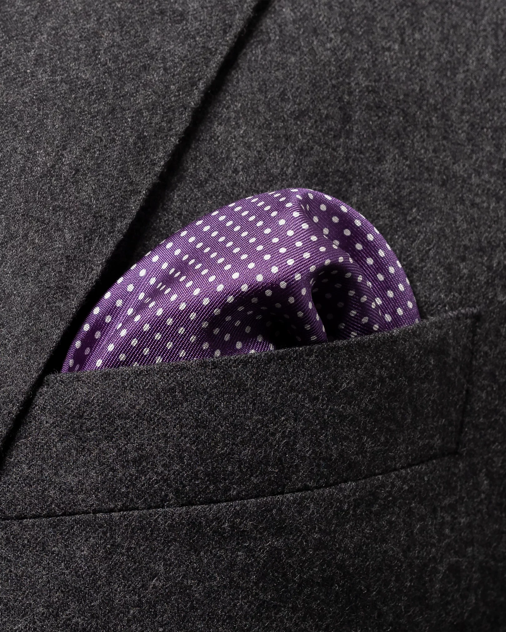 Eton - purple polka dots silk pocket square