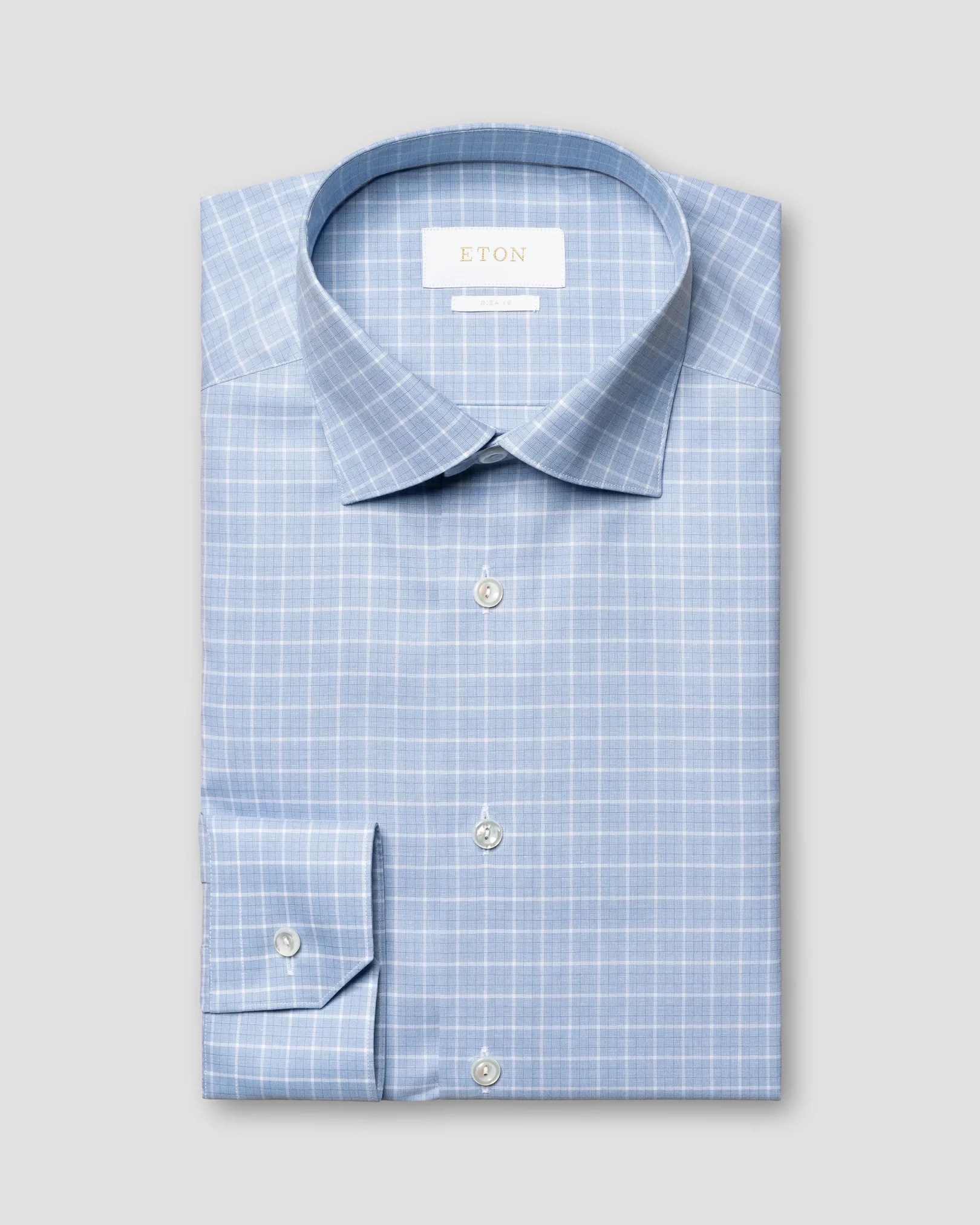 Ljusblå mikrorutig Giza 45-skjorta