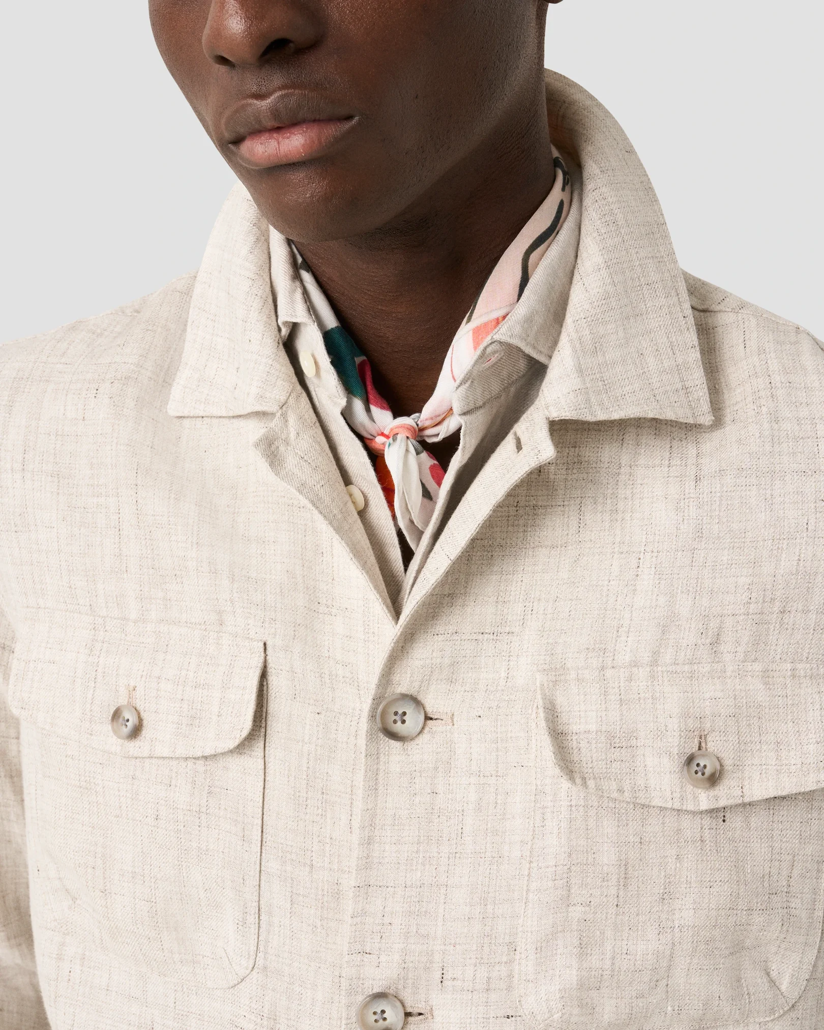 Eton - beige four pocket linen overshirt