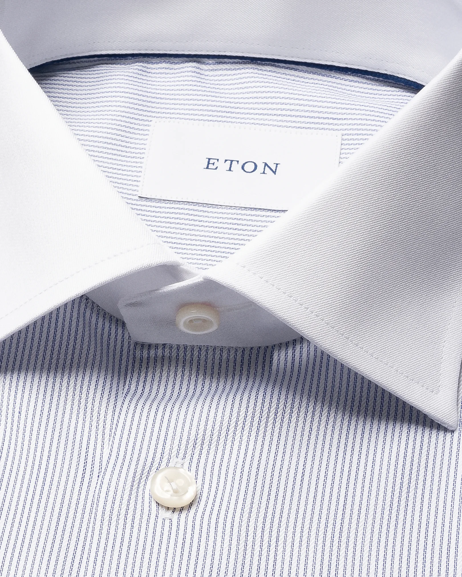 Eton - fine striped white collar signature twill shirt cut away french