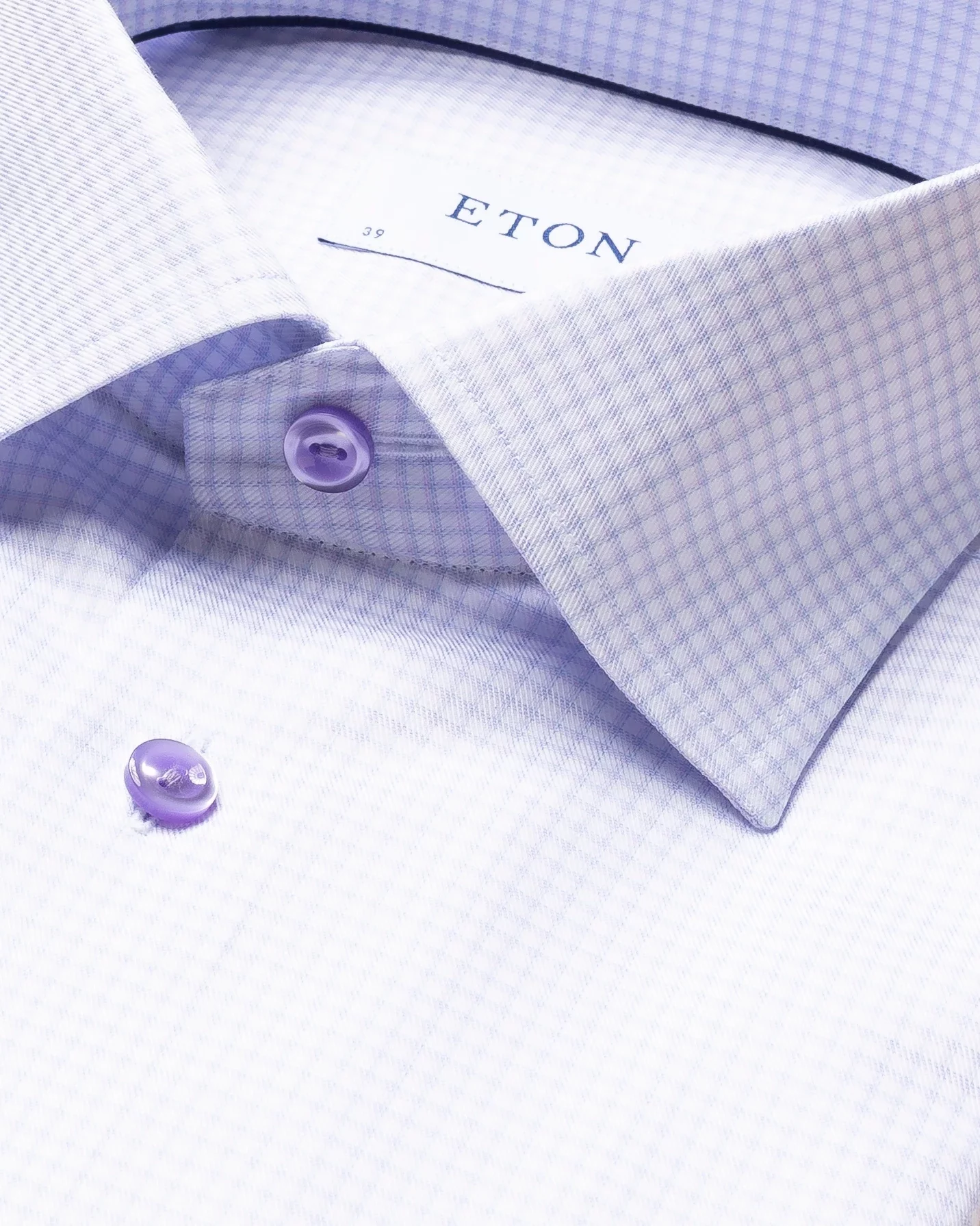 Eton - purple mini checked signature twill shirt