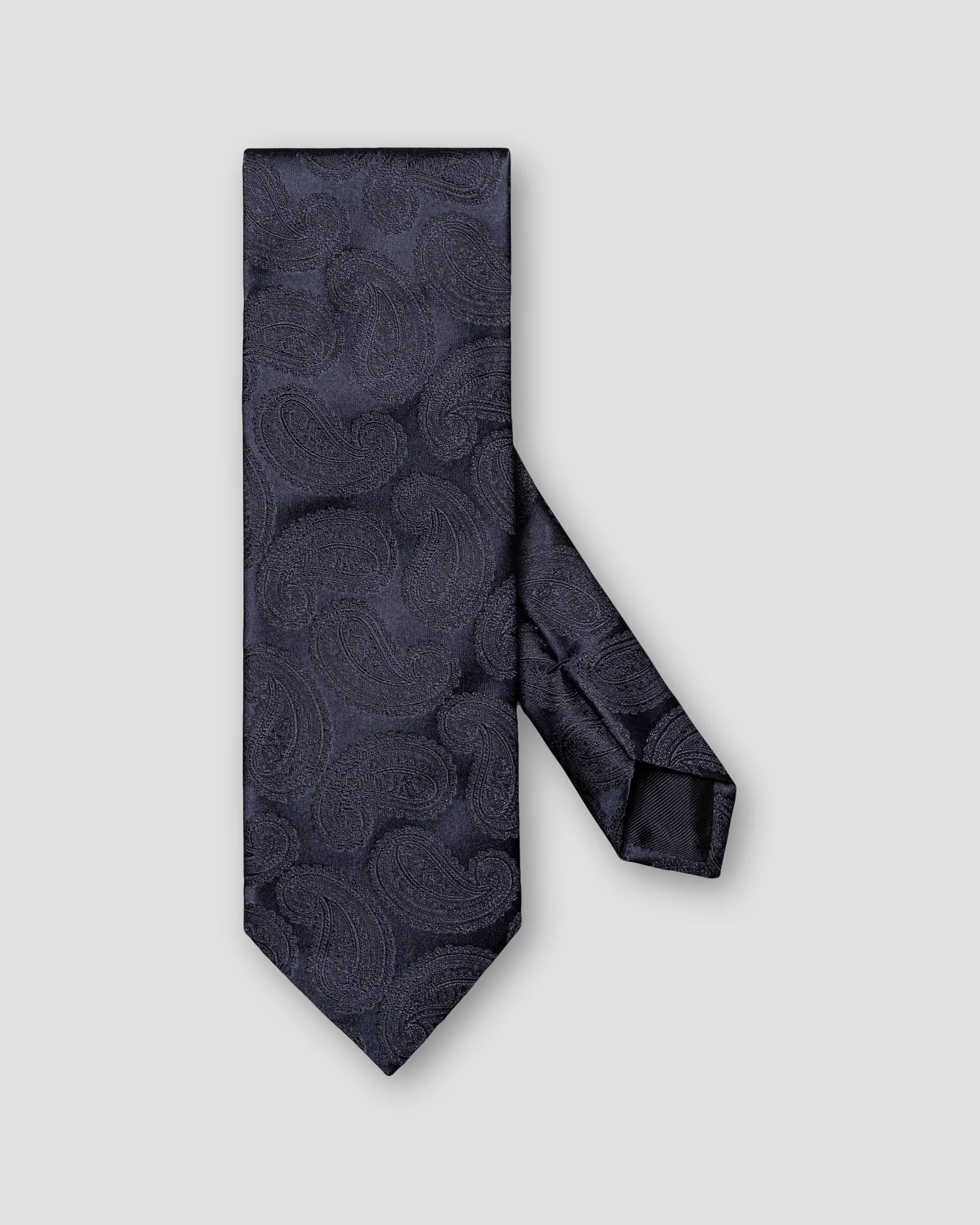 Eton - Dark Blue Paisley Woven Silk Tie