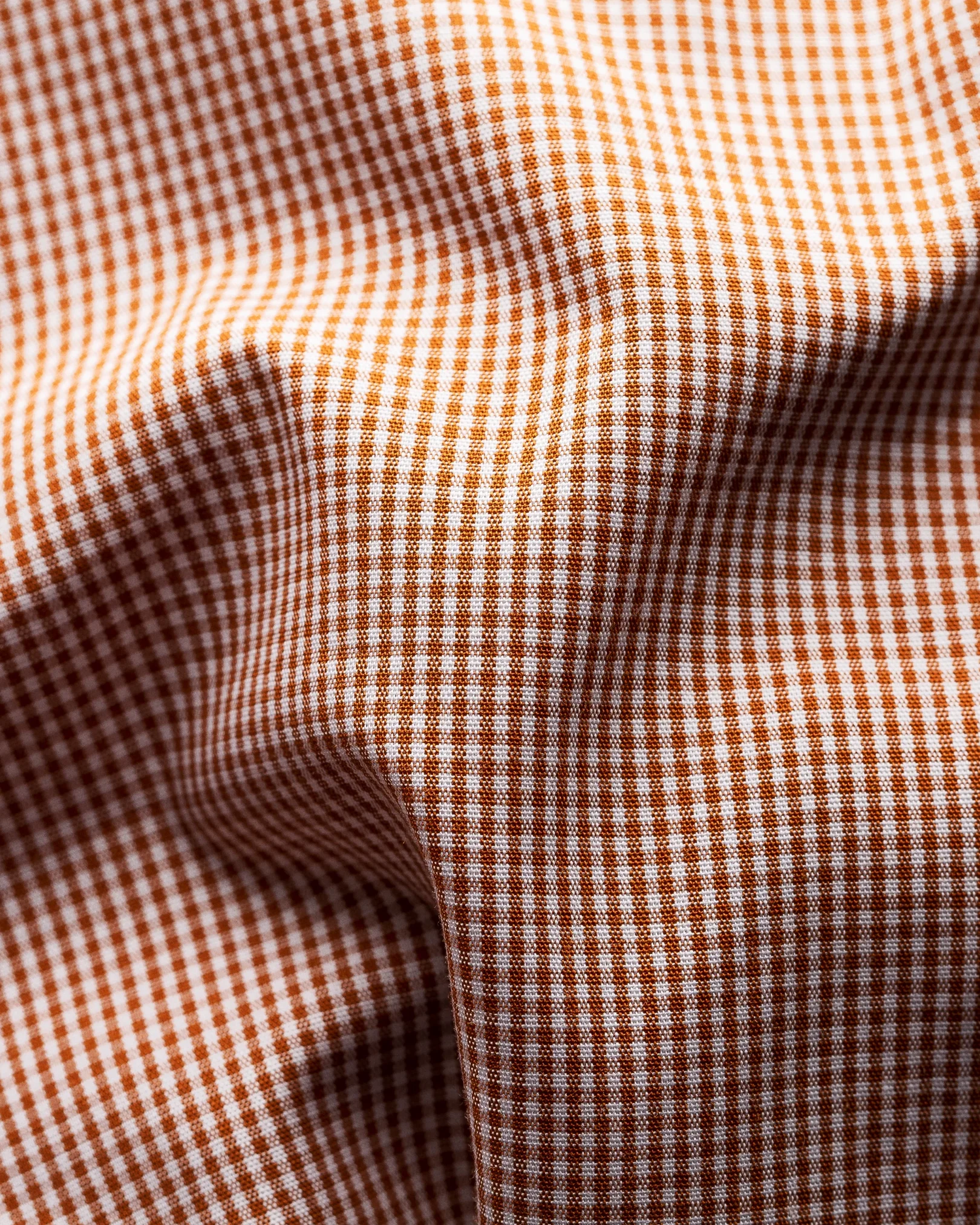 Eton - brown gingham extreme cut away poplin shirt