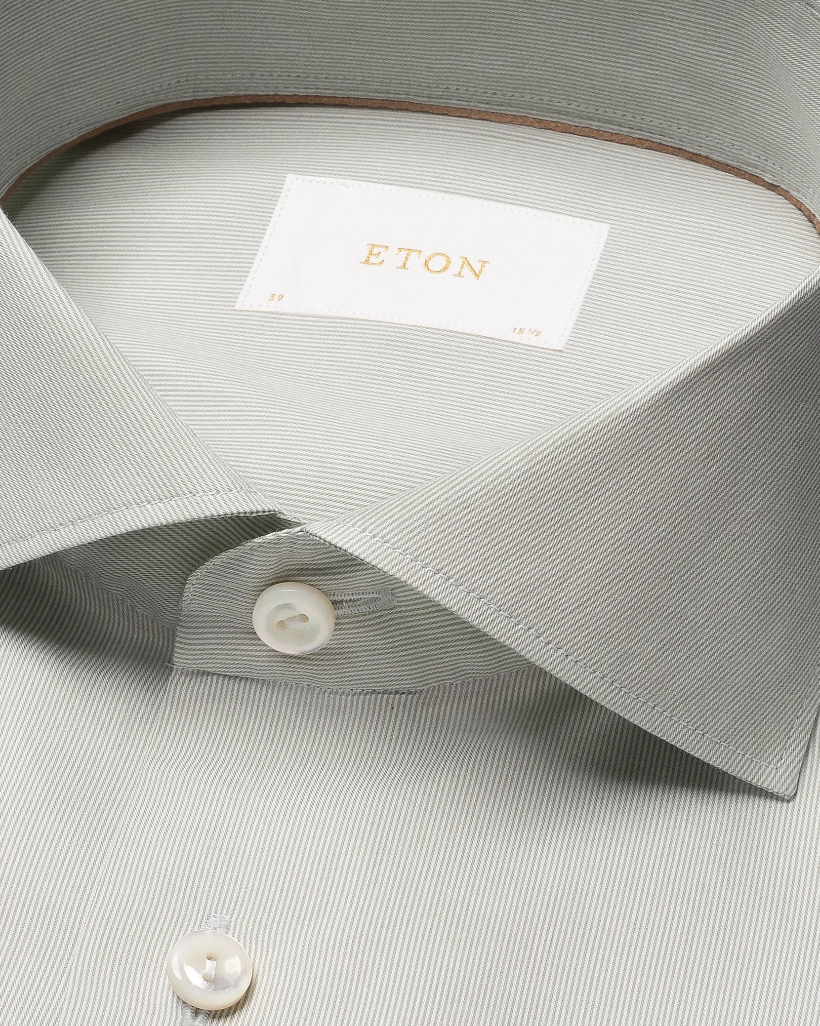 Eton - light green cotton and silk fine stripe shirt