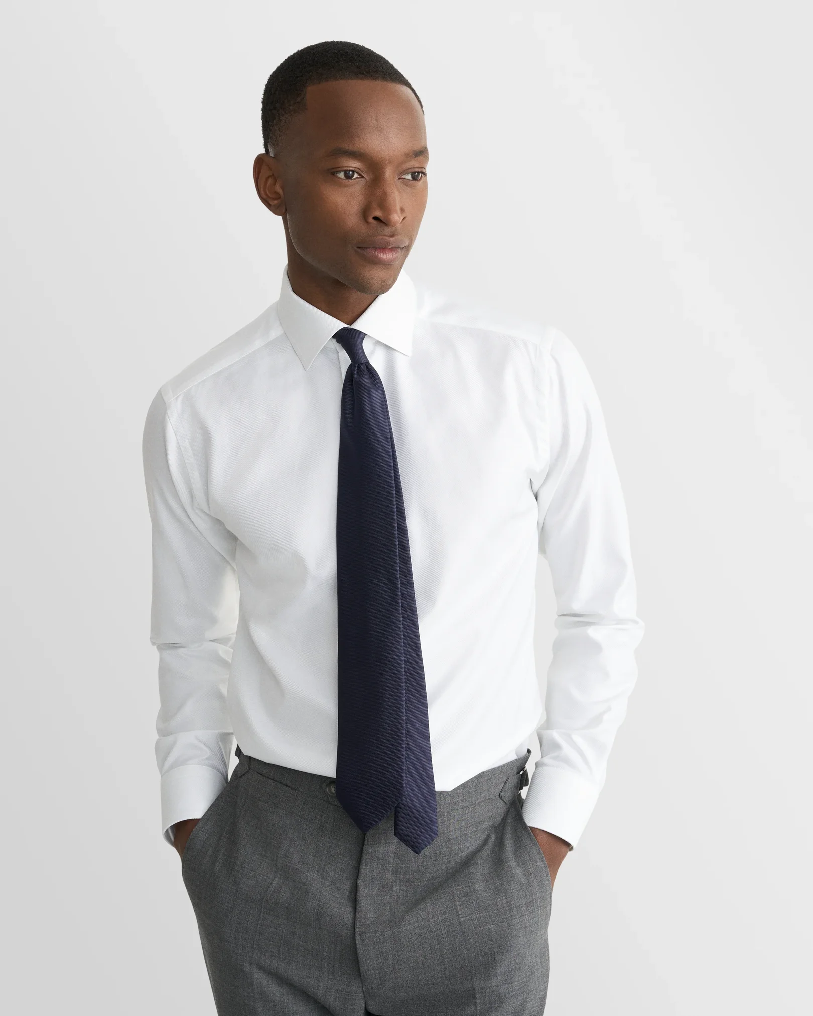 Eton - white textured twill shirt