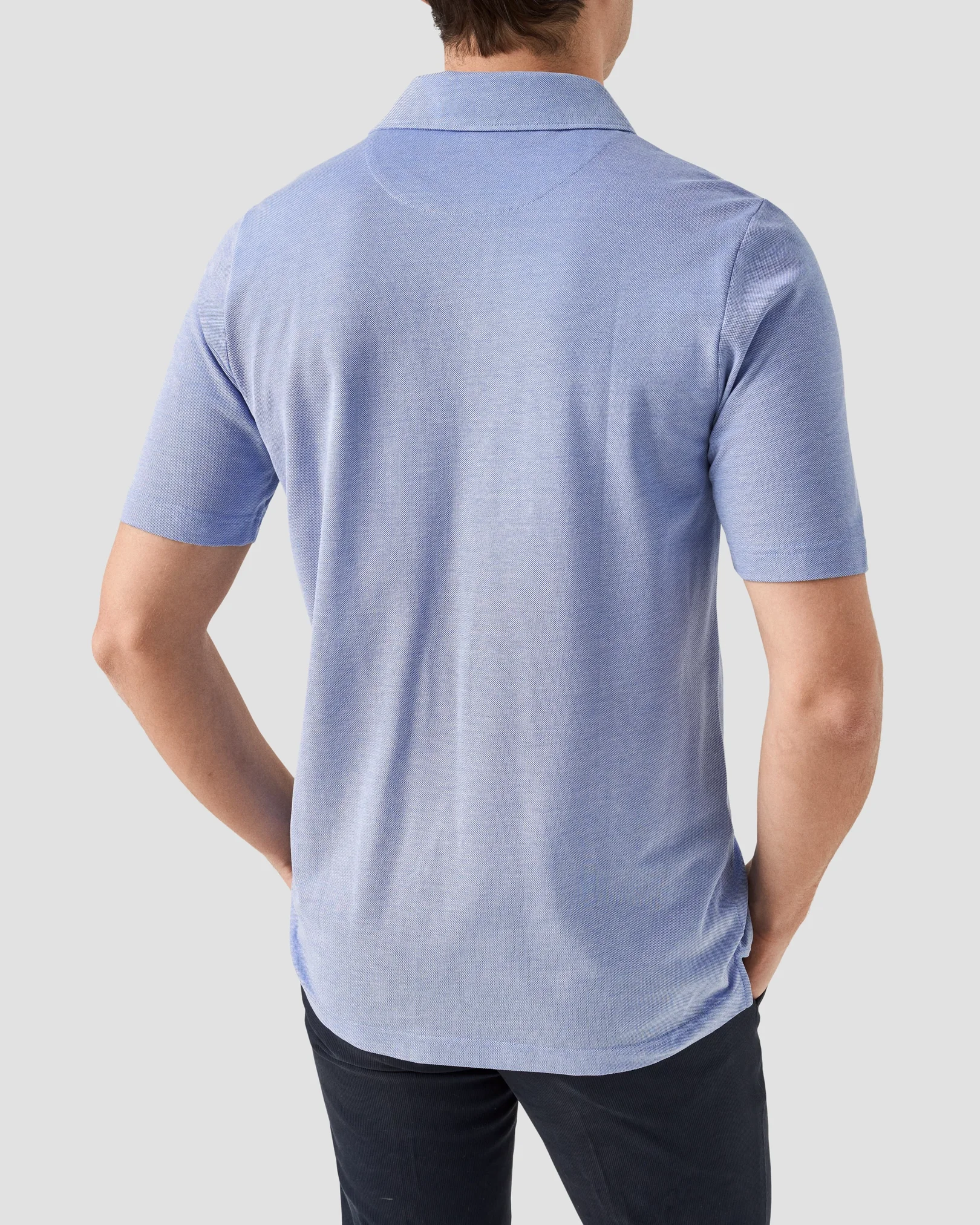 Eton - Blue Oxford Piqué Polo Shirt
