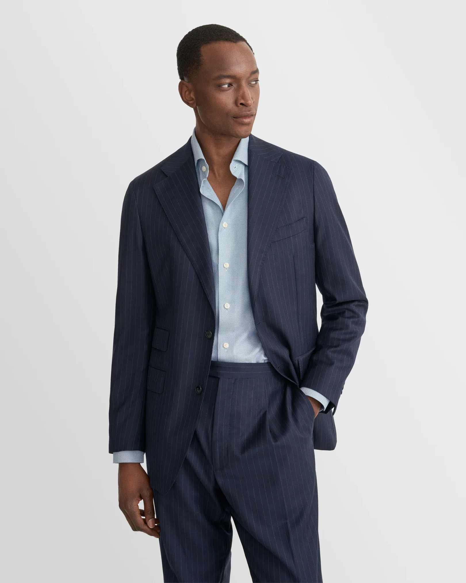 Eton - dark blue semi solid dobby shirt