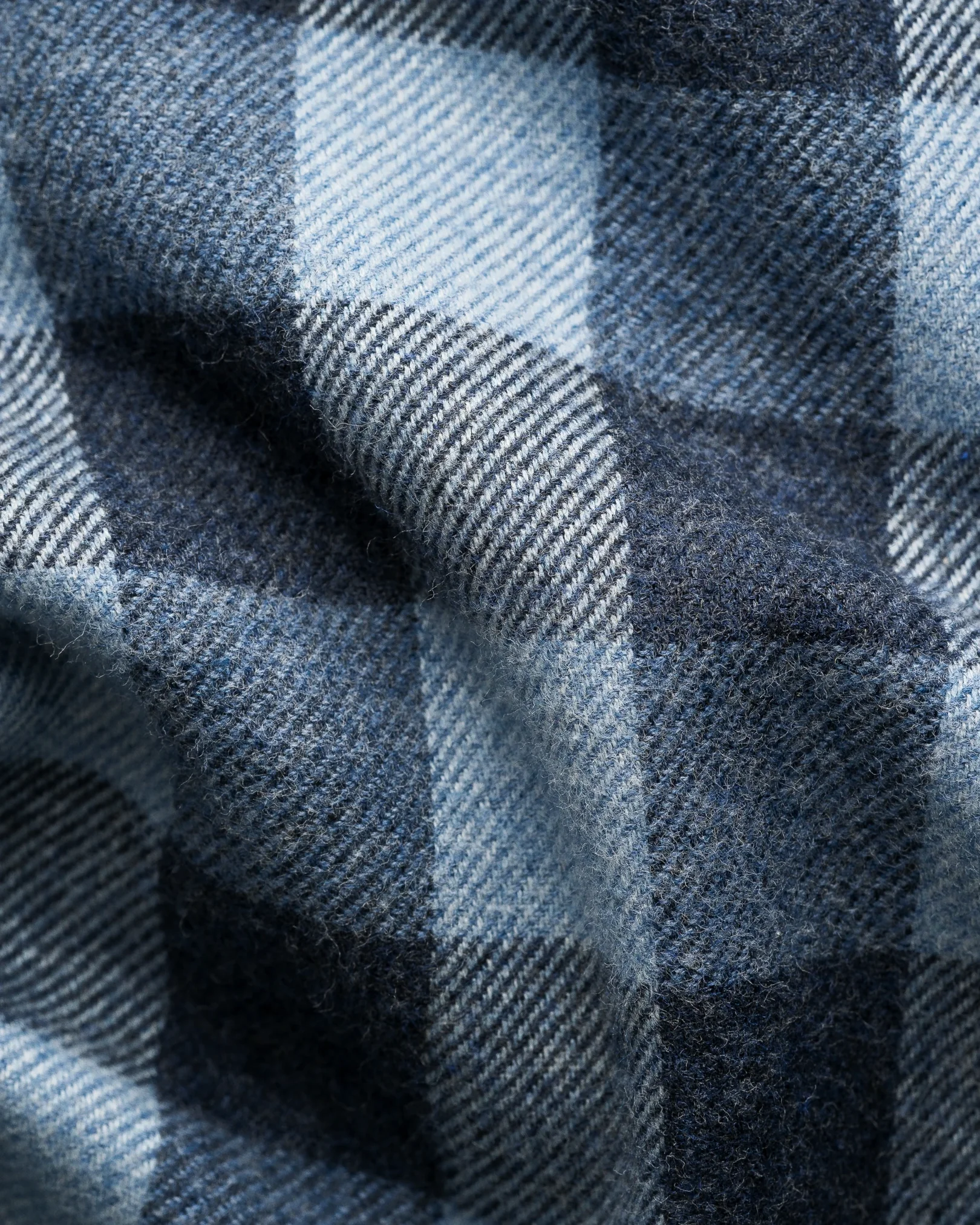 Eton - mid blue block check flannel shirt