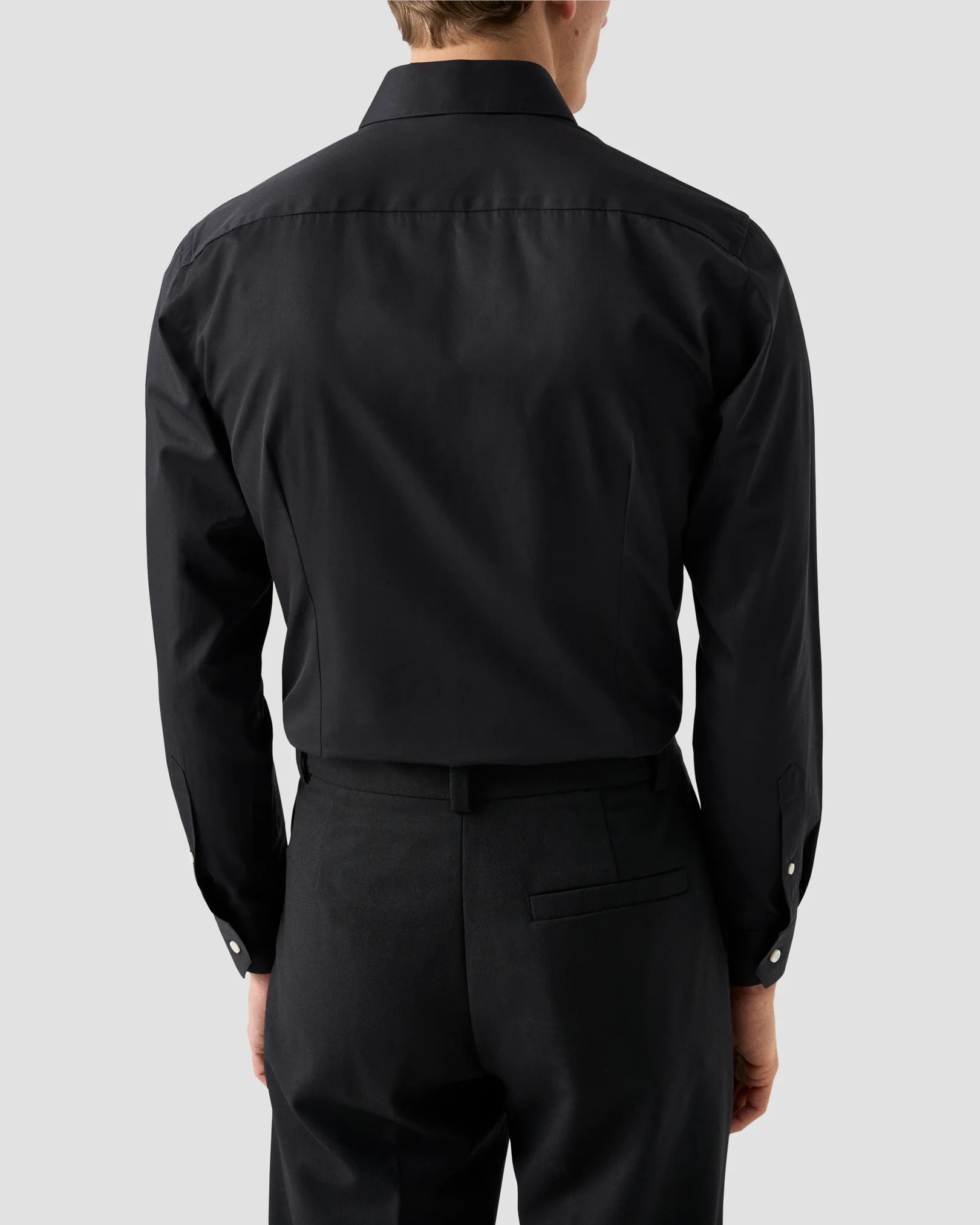 Eton - black solid elevated twill shirt