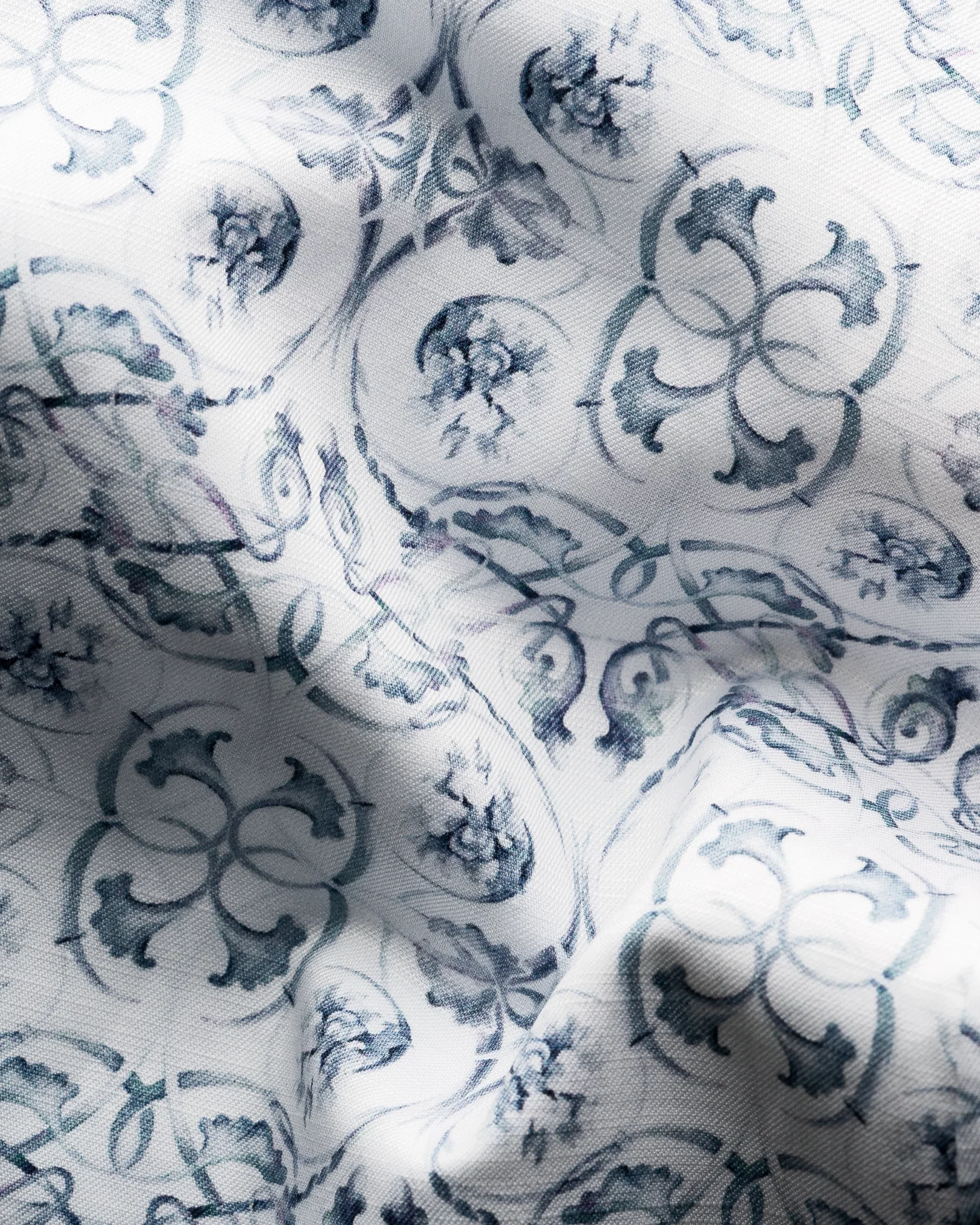 Eton - light blue floral cotton linen shirt