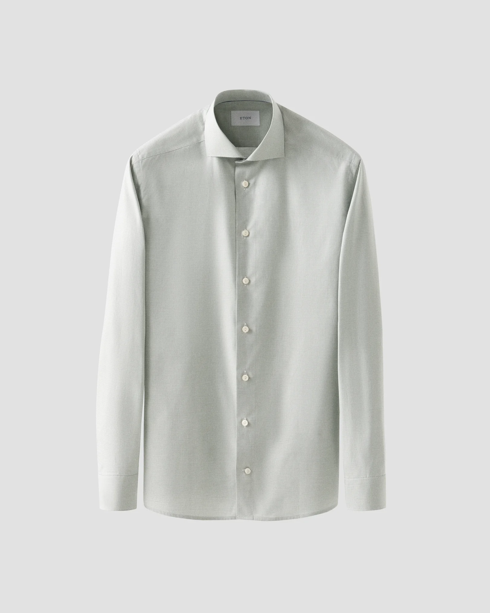 Eton - mid green micro check twill shirt