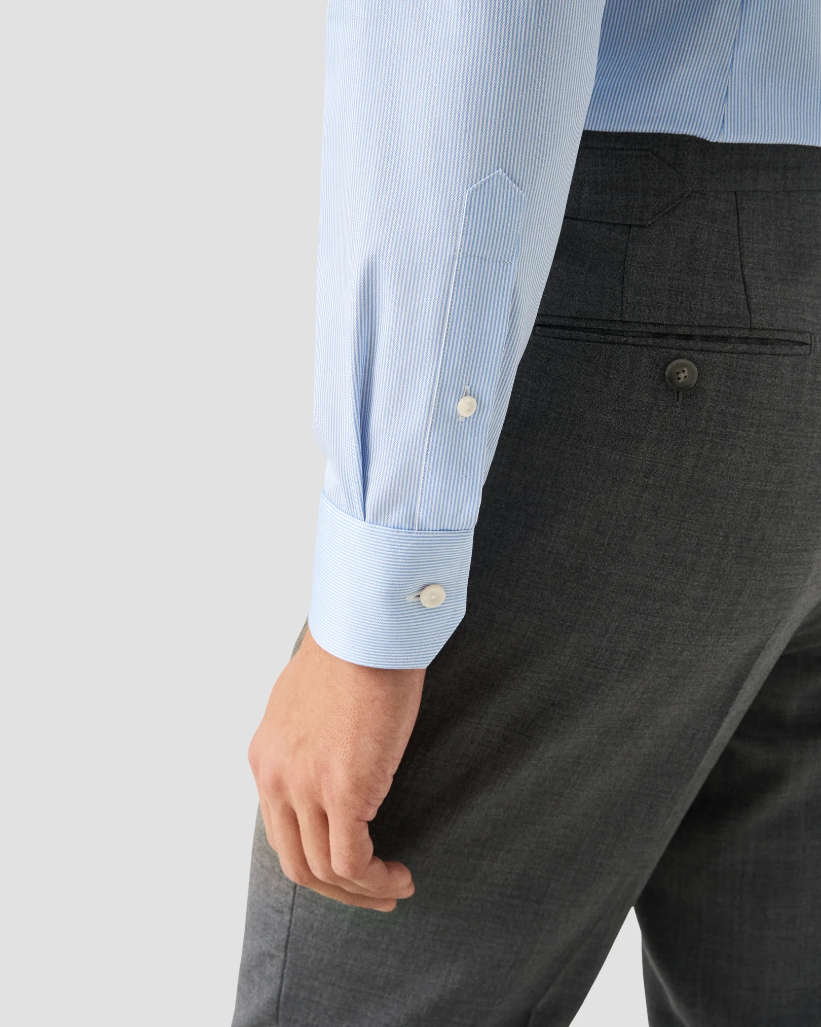 Eton - light blue striped fine twill