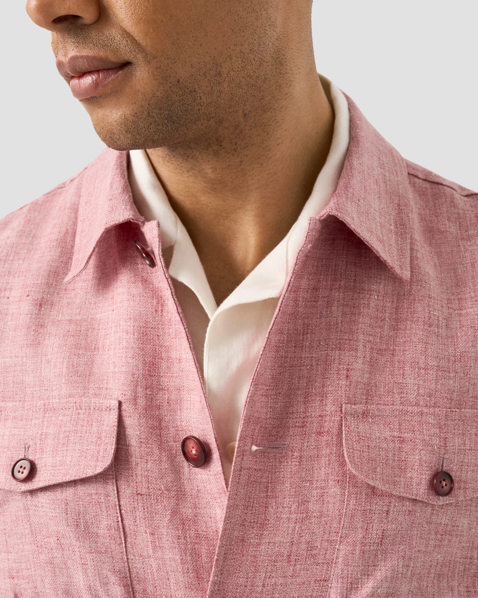 Eton - pink four pocket linen overshirt