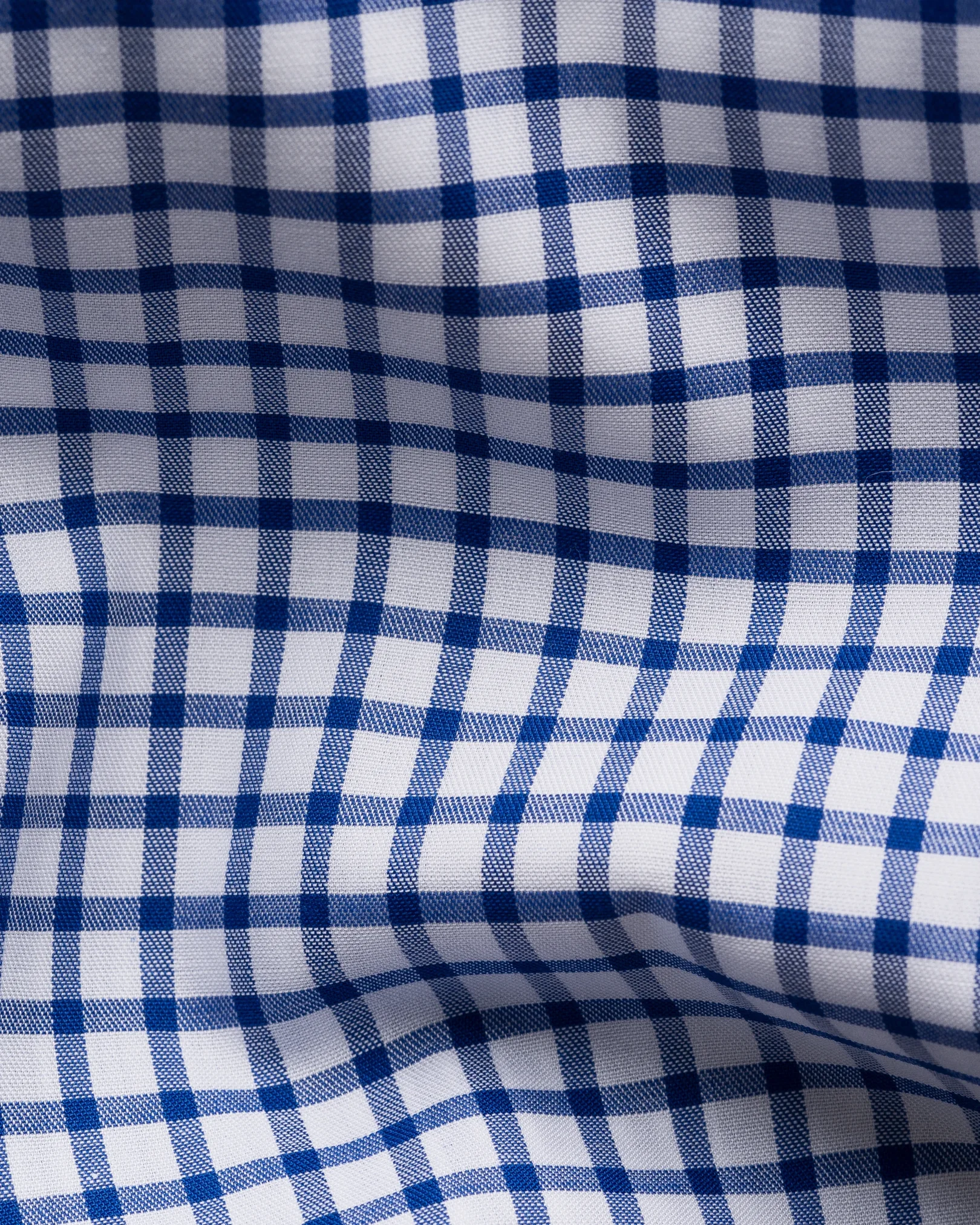 Eton - mid blue check fine twill shirt cut away single contemporary