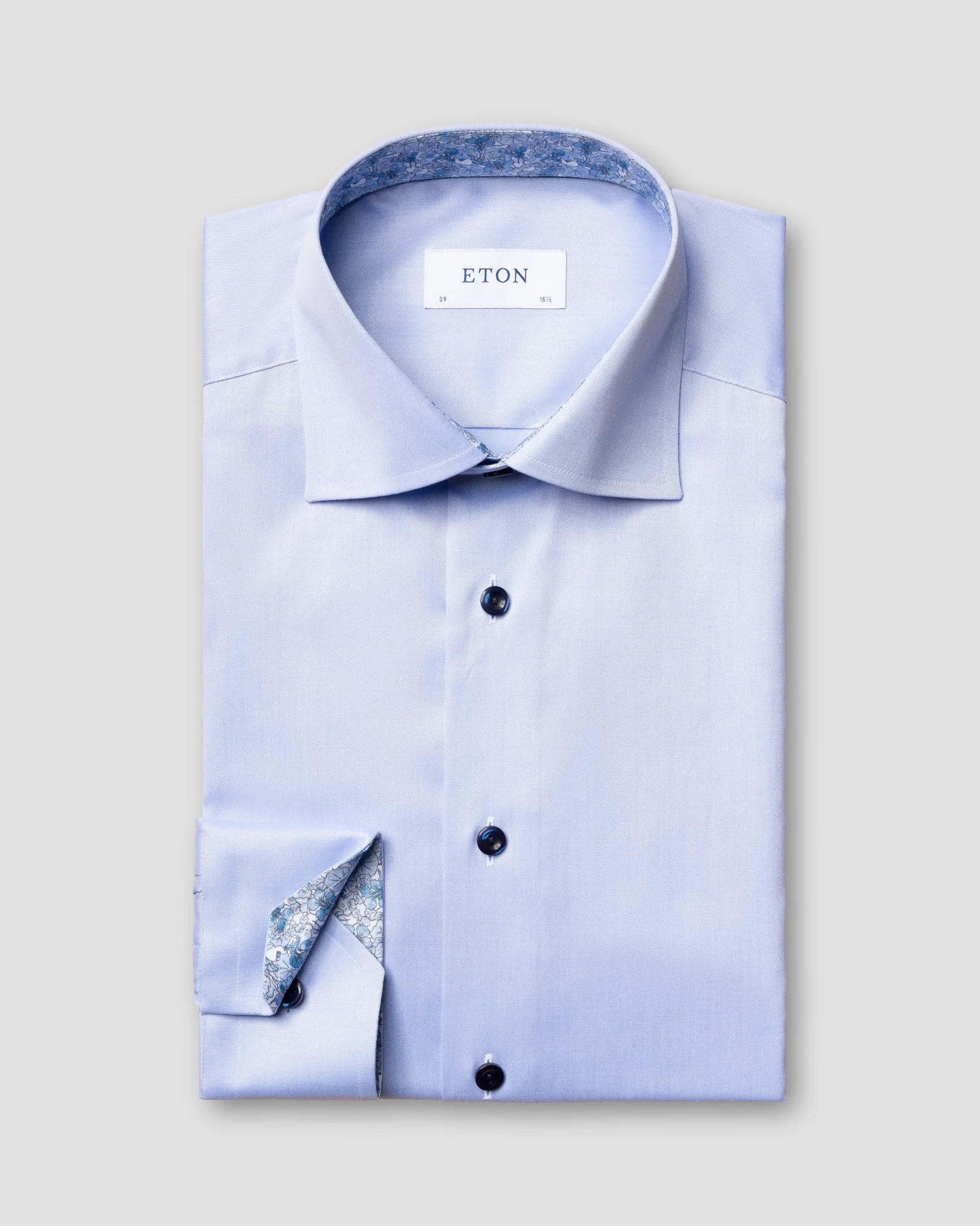 Eton - blue twill shirt blue details