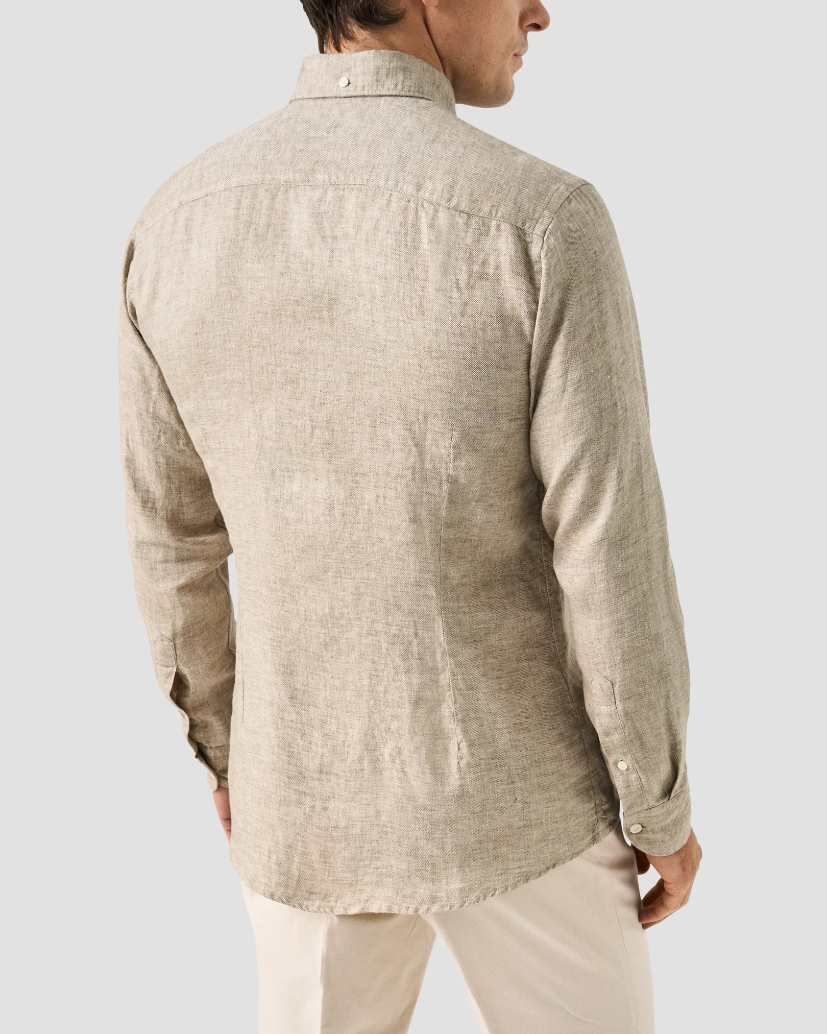 Eton - button down light brown linen shirt