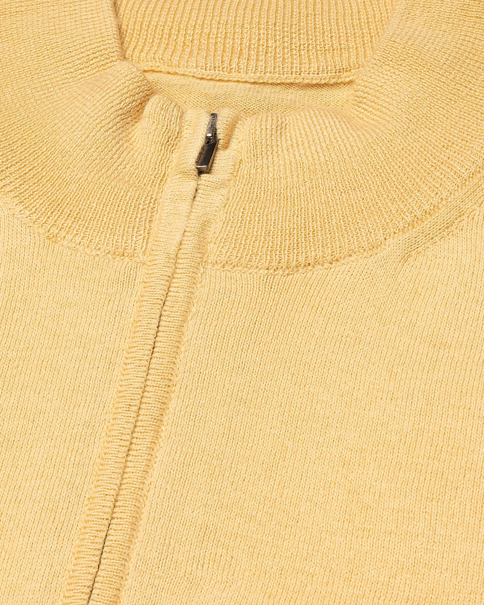 Eton - yellow cotton and cashmere quarter zip fine knit