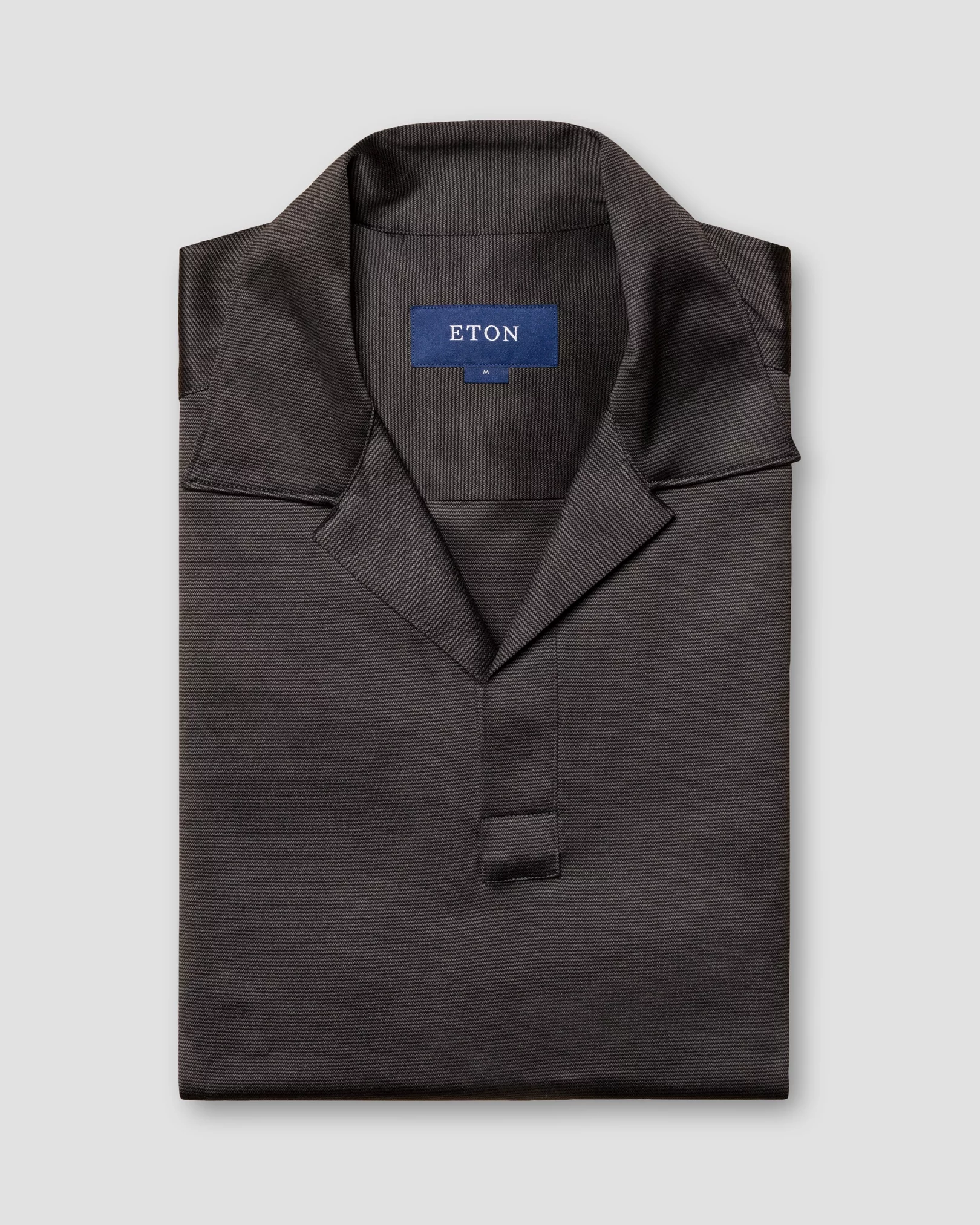 Eton - black interlock jersey open collar