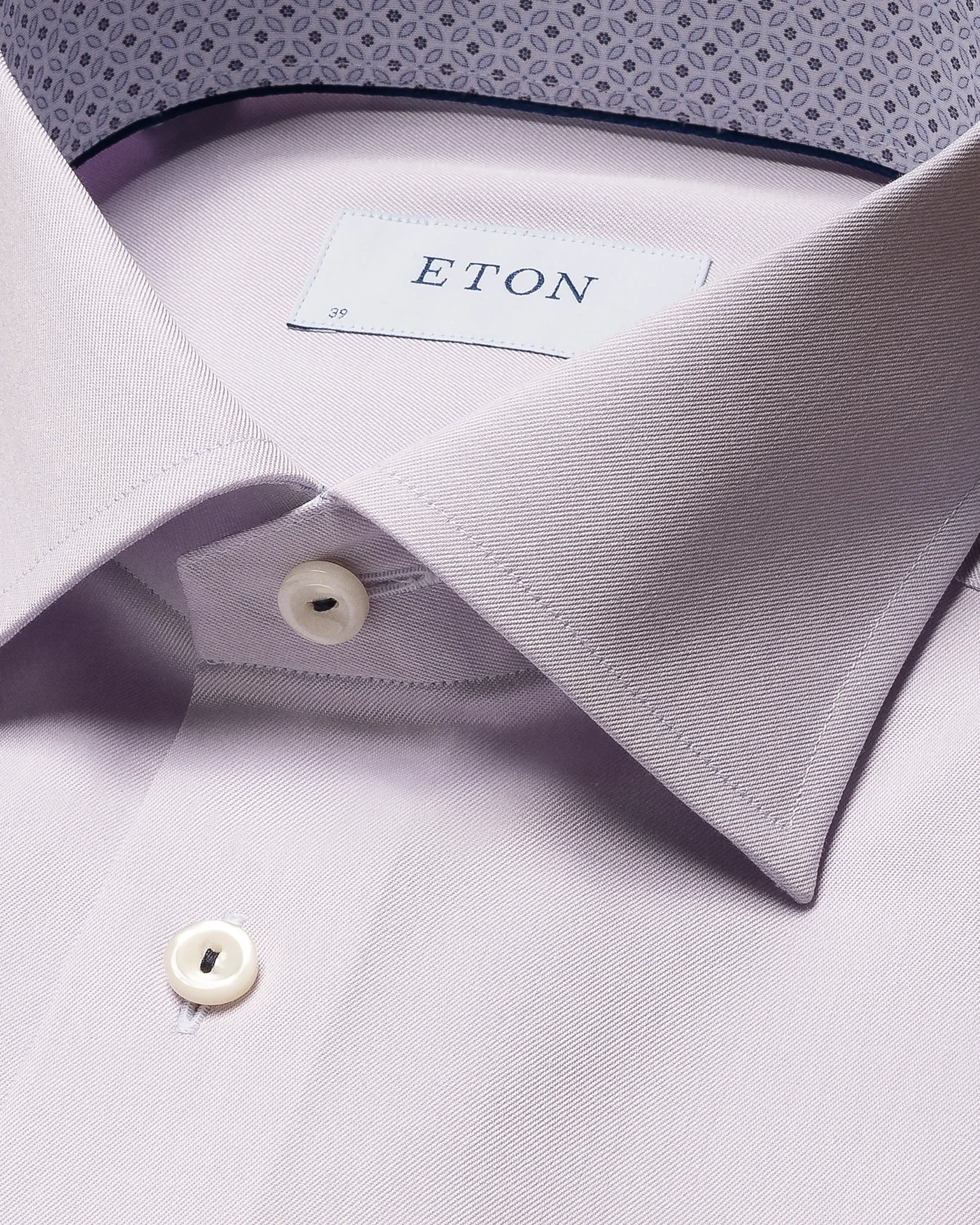 Light Purple Signature Twill Shirt - Floral Contrast Details