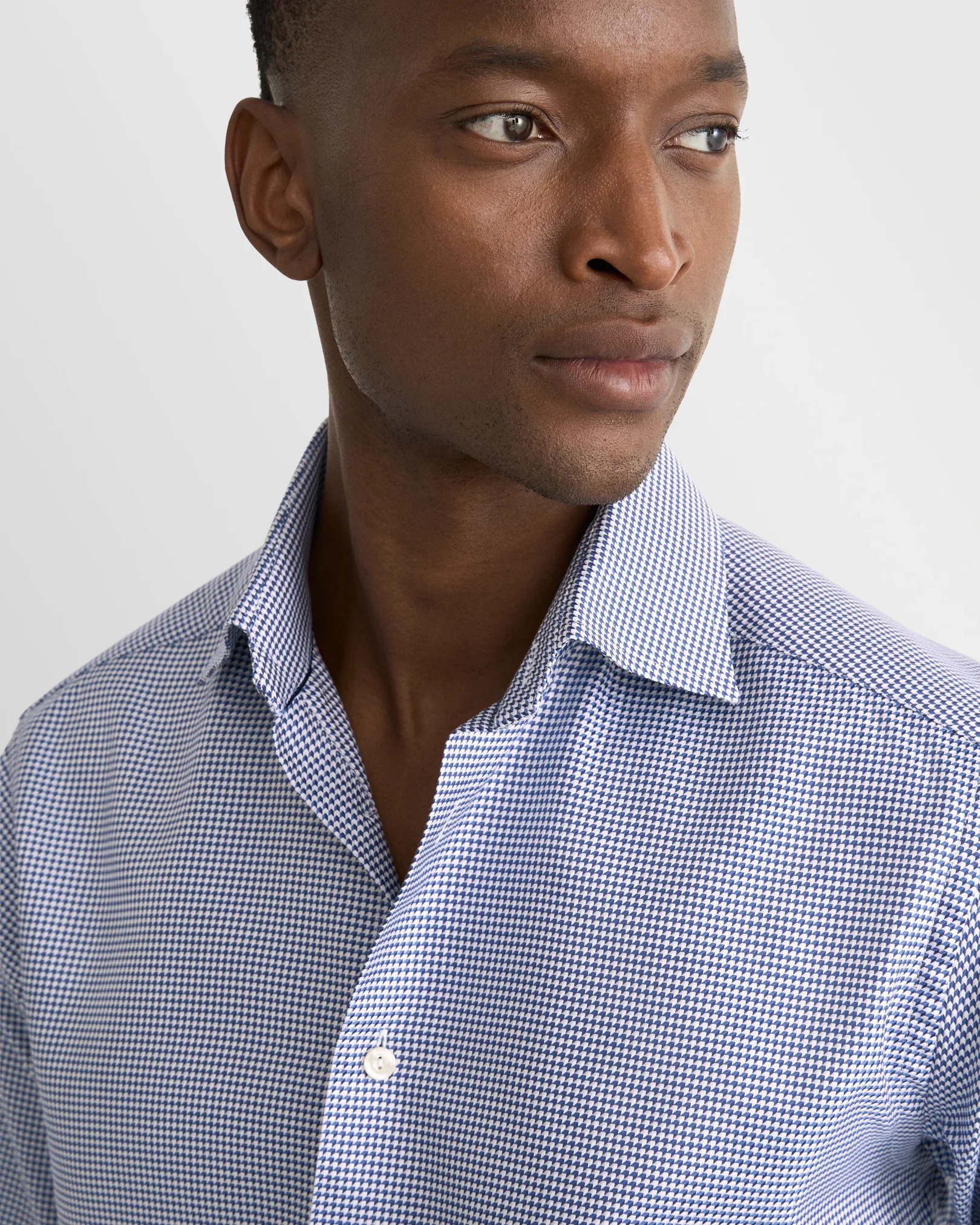 Eton - houndstooth king twill shirt cut away