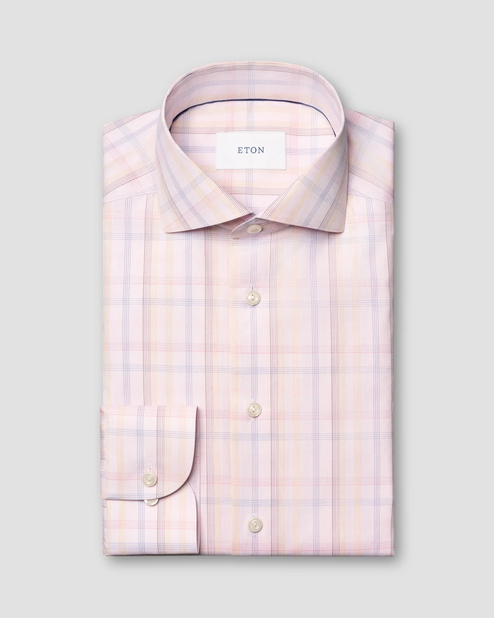 Eton - pink plaid breeze poplin shirt wide spread