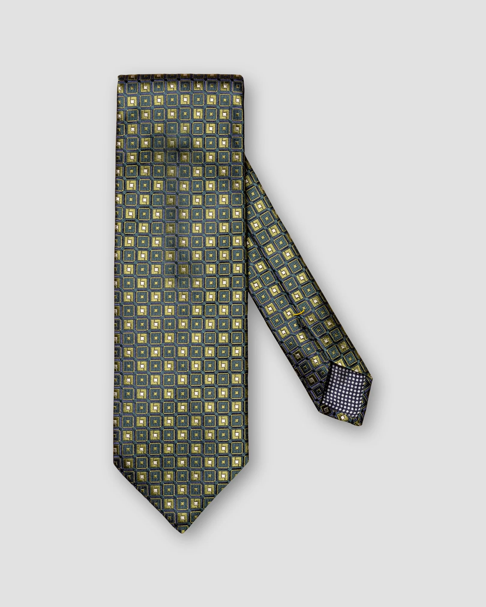 Eton - green geometric silk tie aw