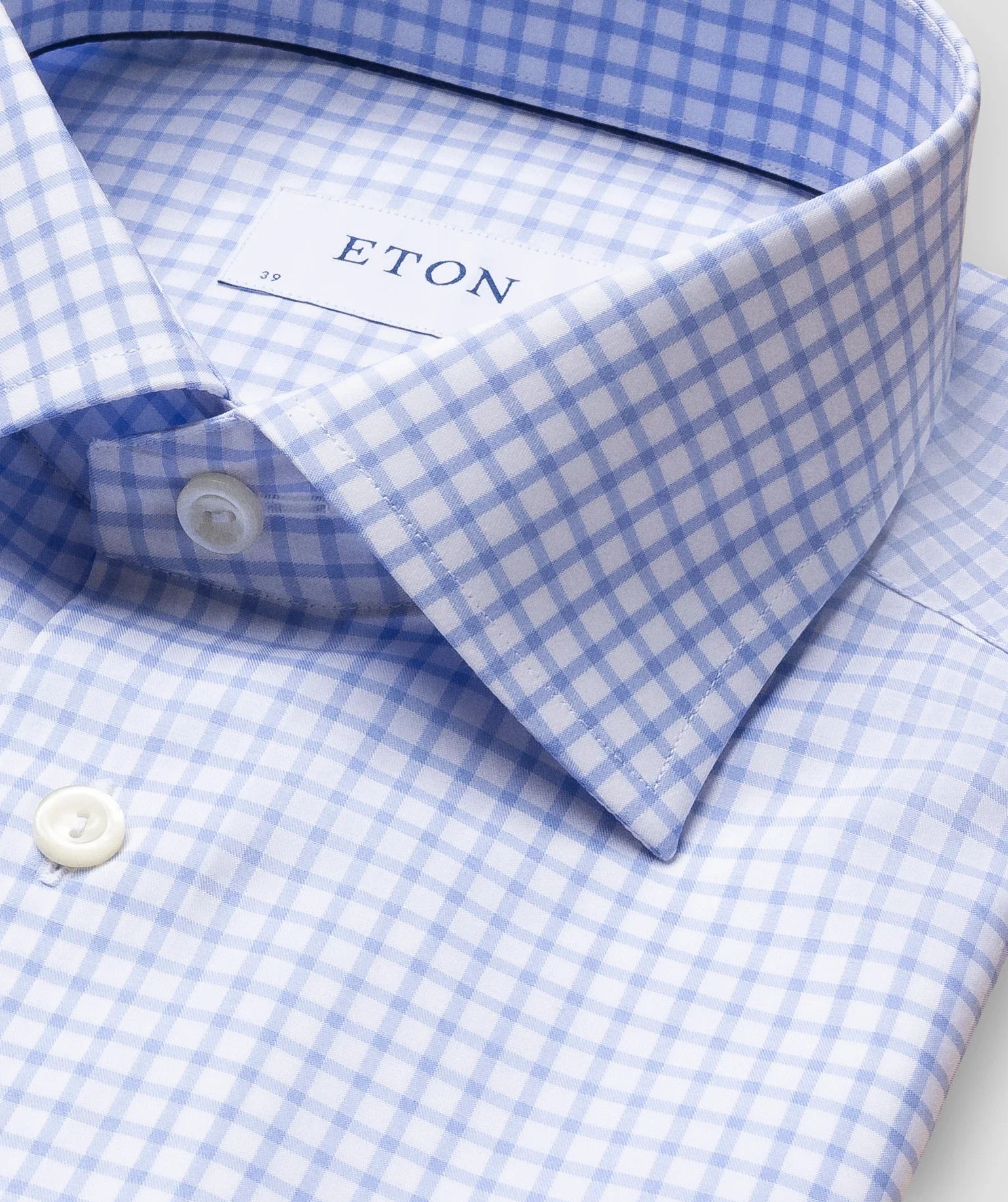 Eton - light blue fine twill stretch cut away collar single cuff classic fit