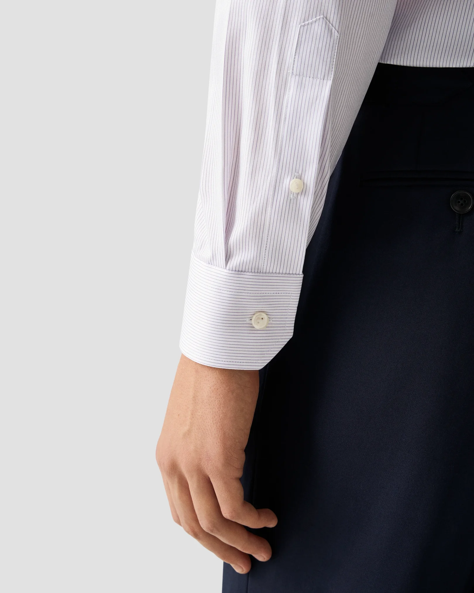 Eton - light purple striped signature twill shirt