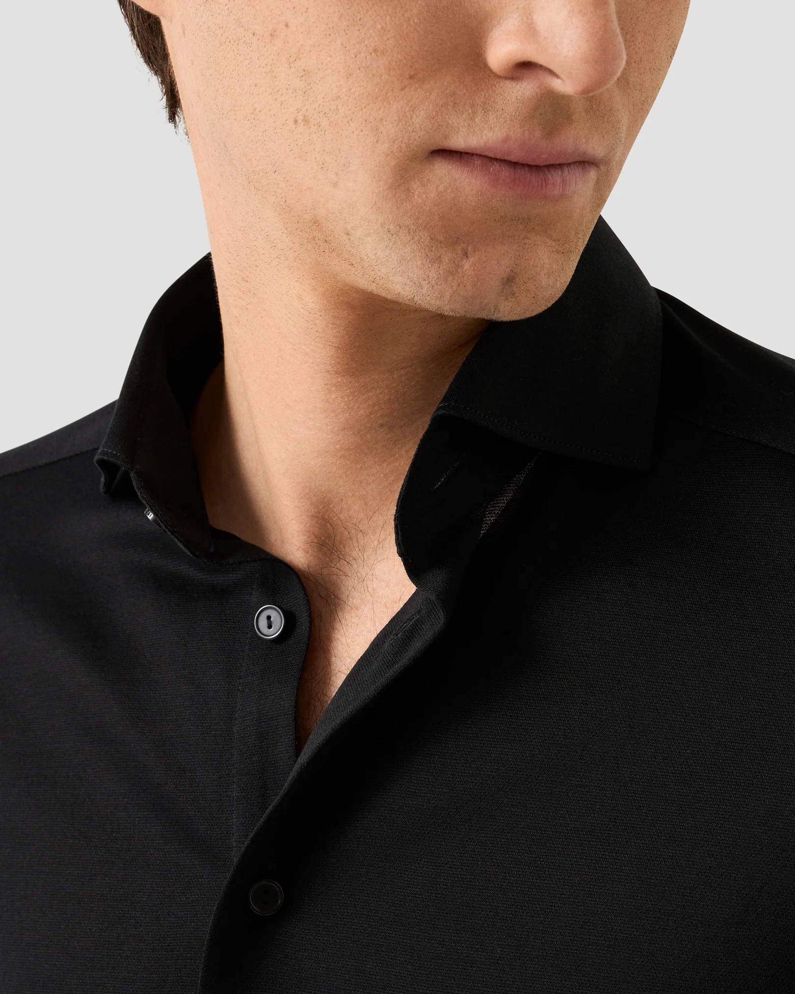 Eton - black filo di scozia knit shirt 261