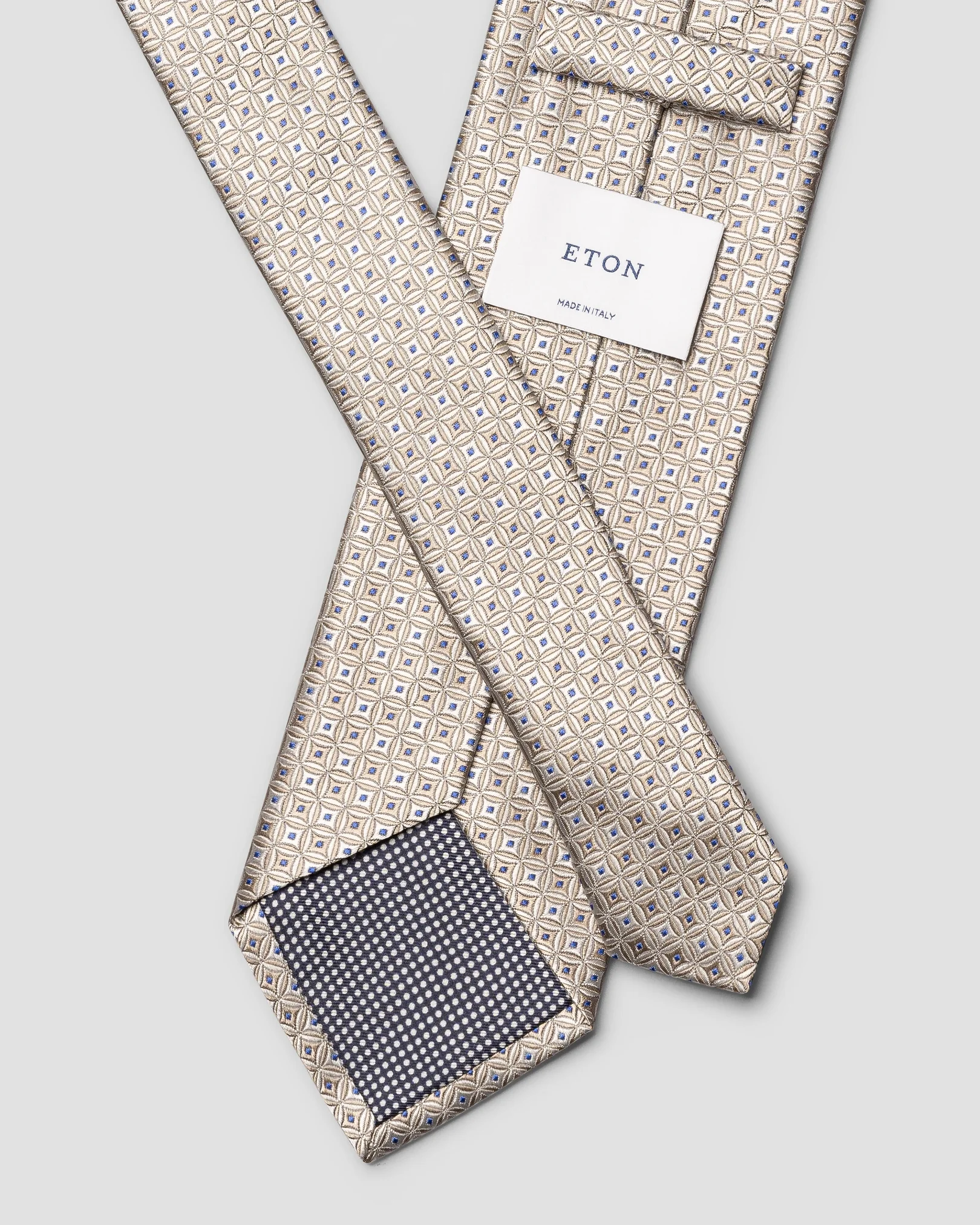 Eton - light grey geometrical woven silk tie