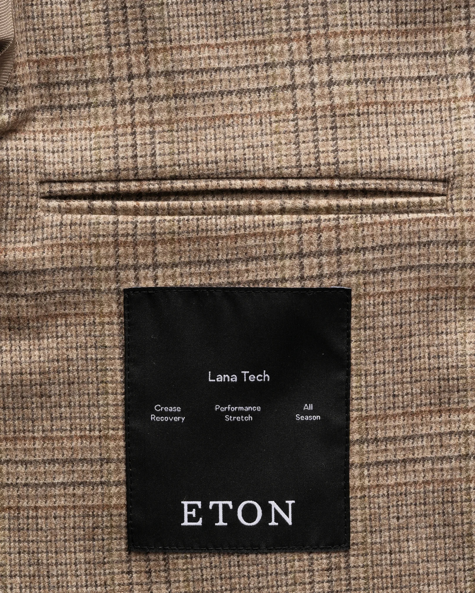 Eton - beige lana tech check flannel soft jacket