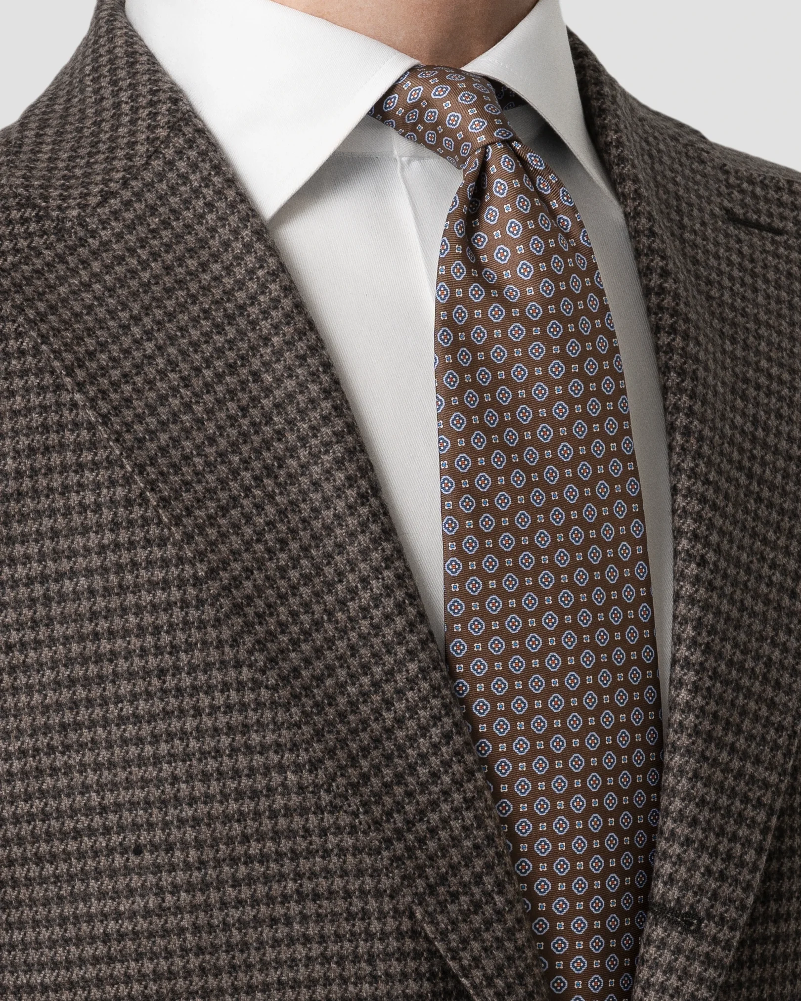 Eton - brown medallion printed silk tie