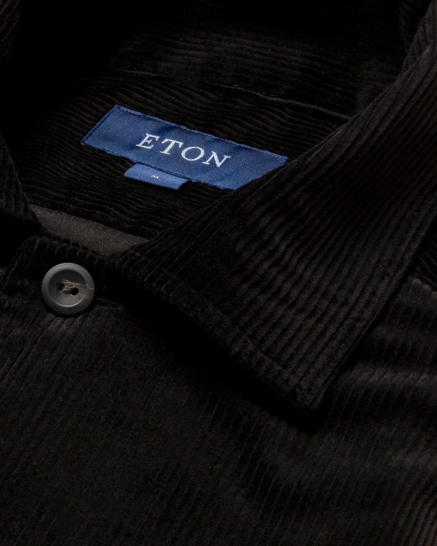 Eton - black corduroy overshirt turn down straight sleeve end regular