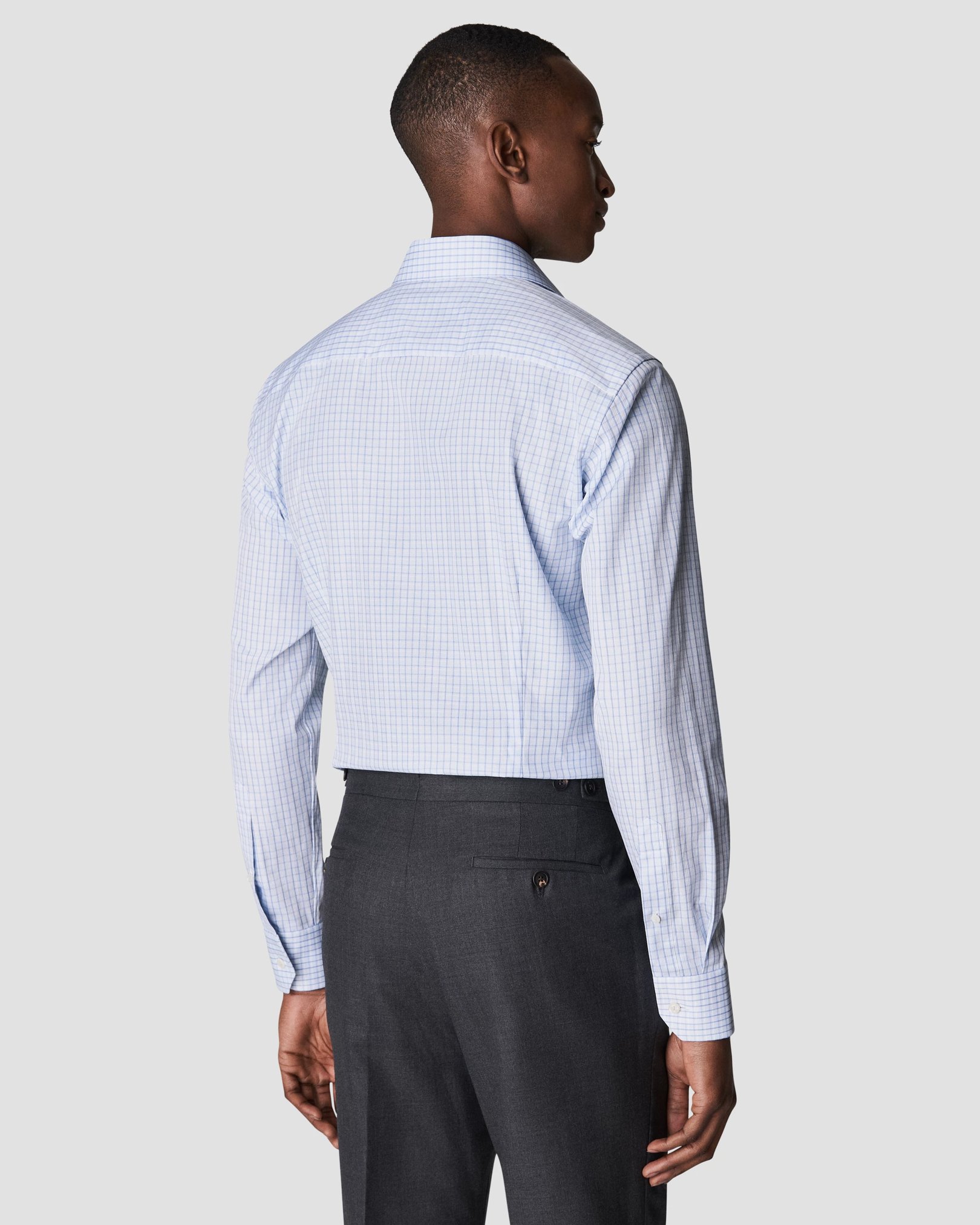 Eton - light blue signature twill checked print