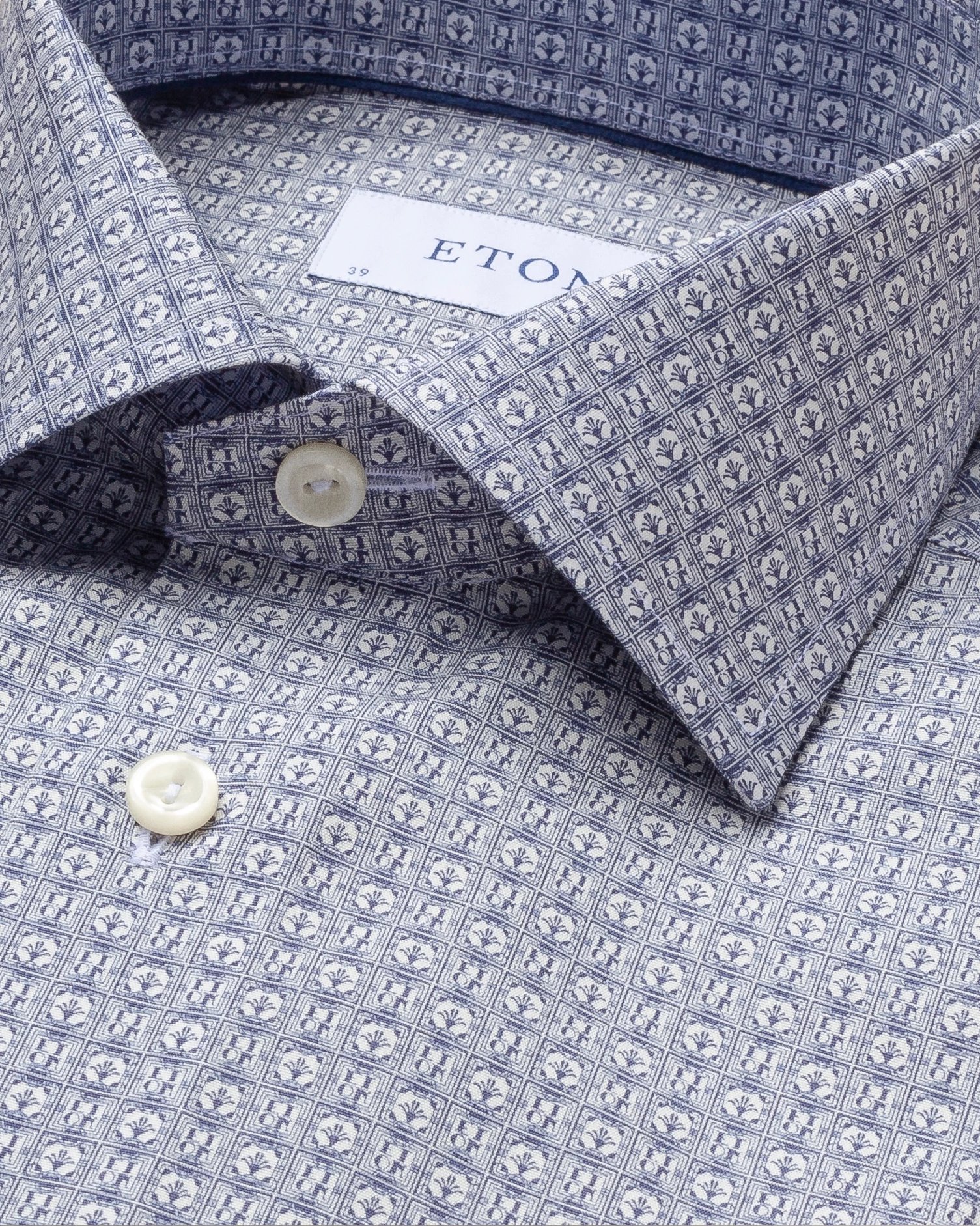 Eton - art deco logo print poplin shirt