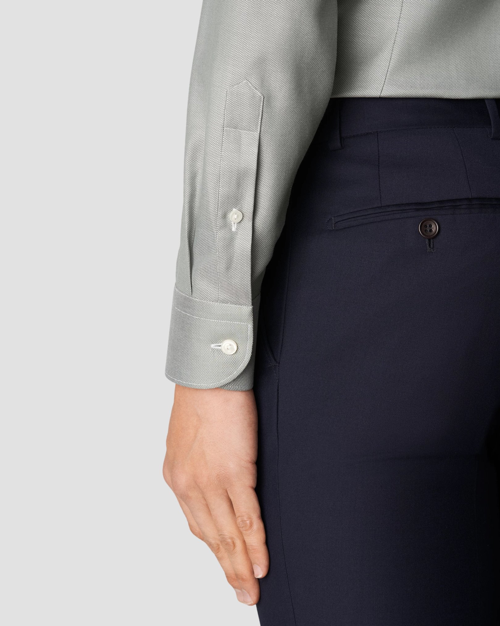 Eton - dark green cotton lyocell stretch