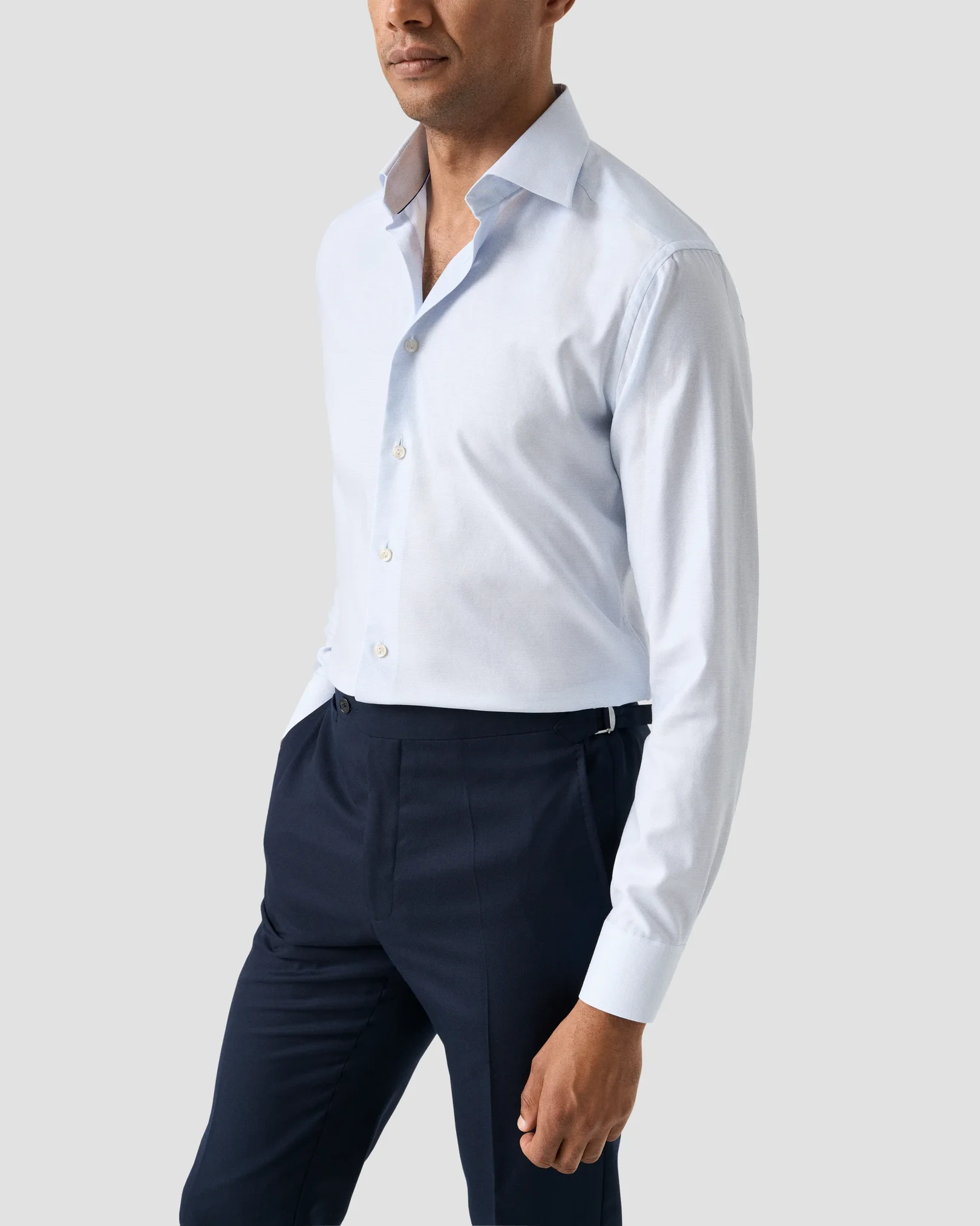 Eton - light blue semi solid twill shirt 256