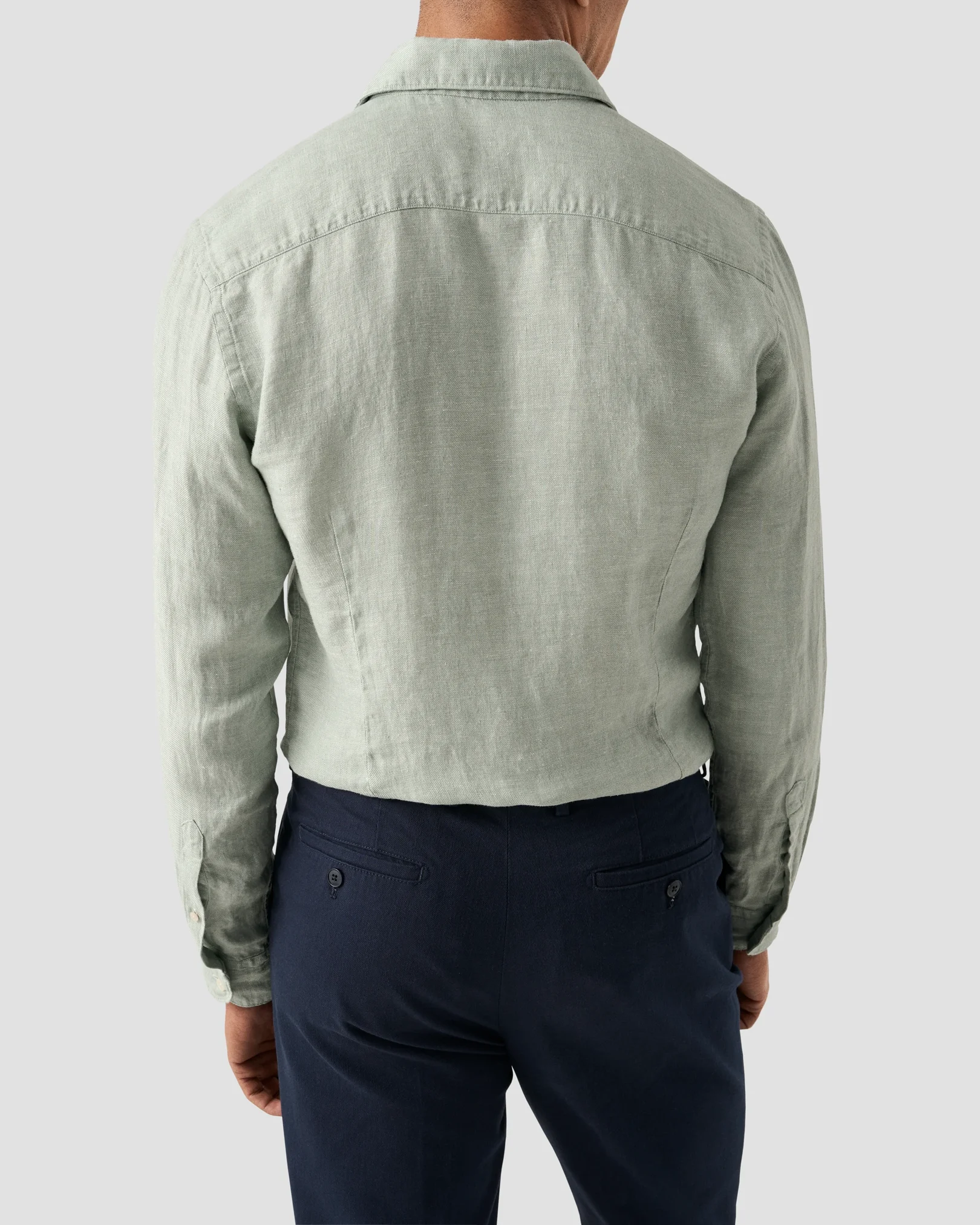 Eton - mid green solid twill linen shirt