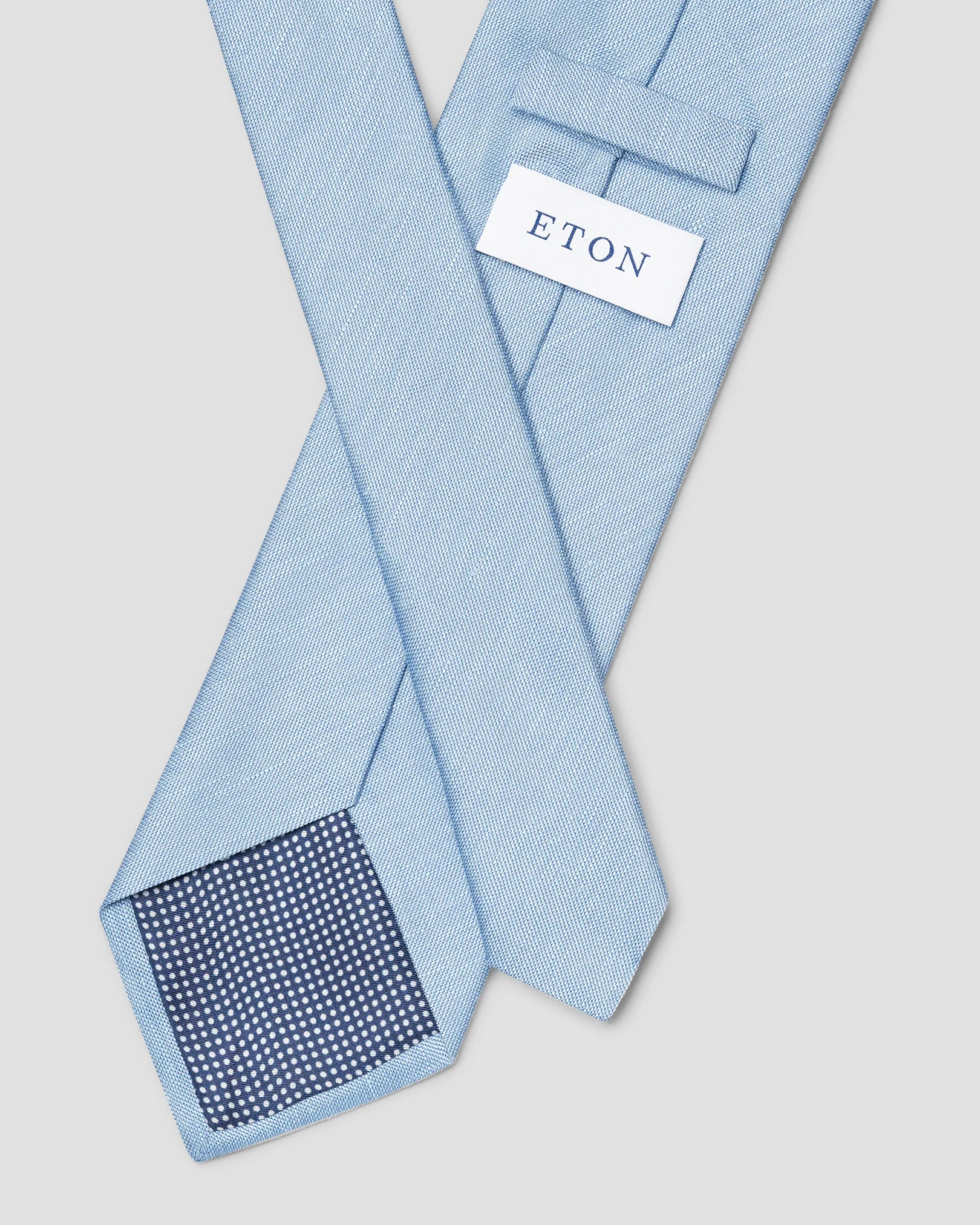 Eton - light blue solid silk linen tie