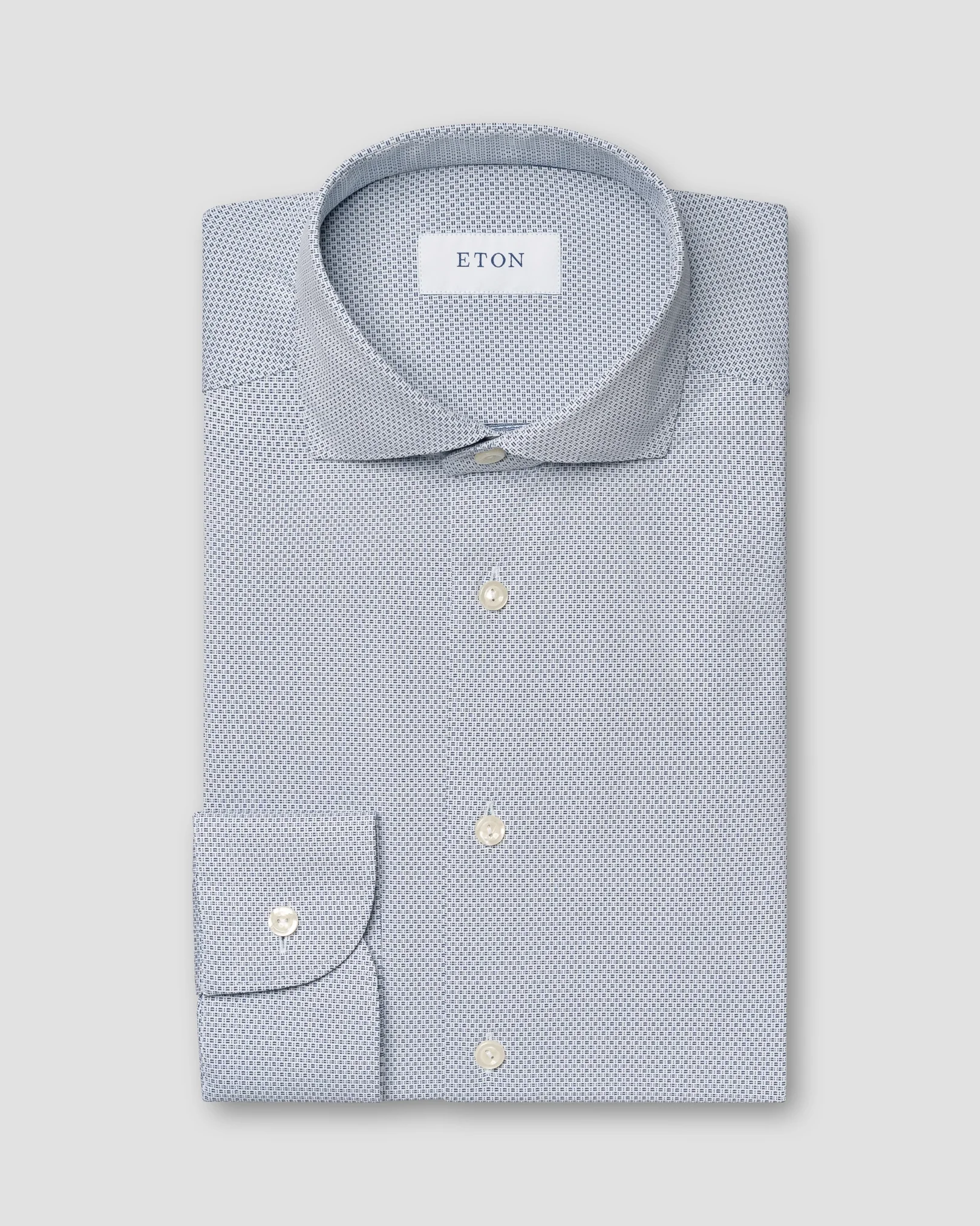Eton - Navy Textured Four-Way Stretch Shirt
