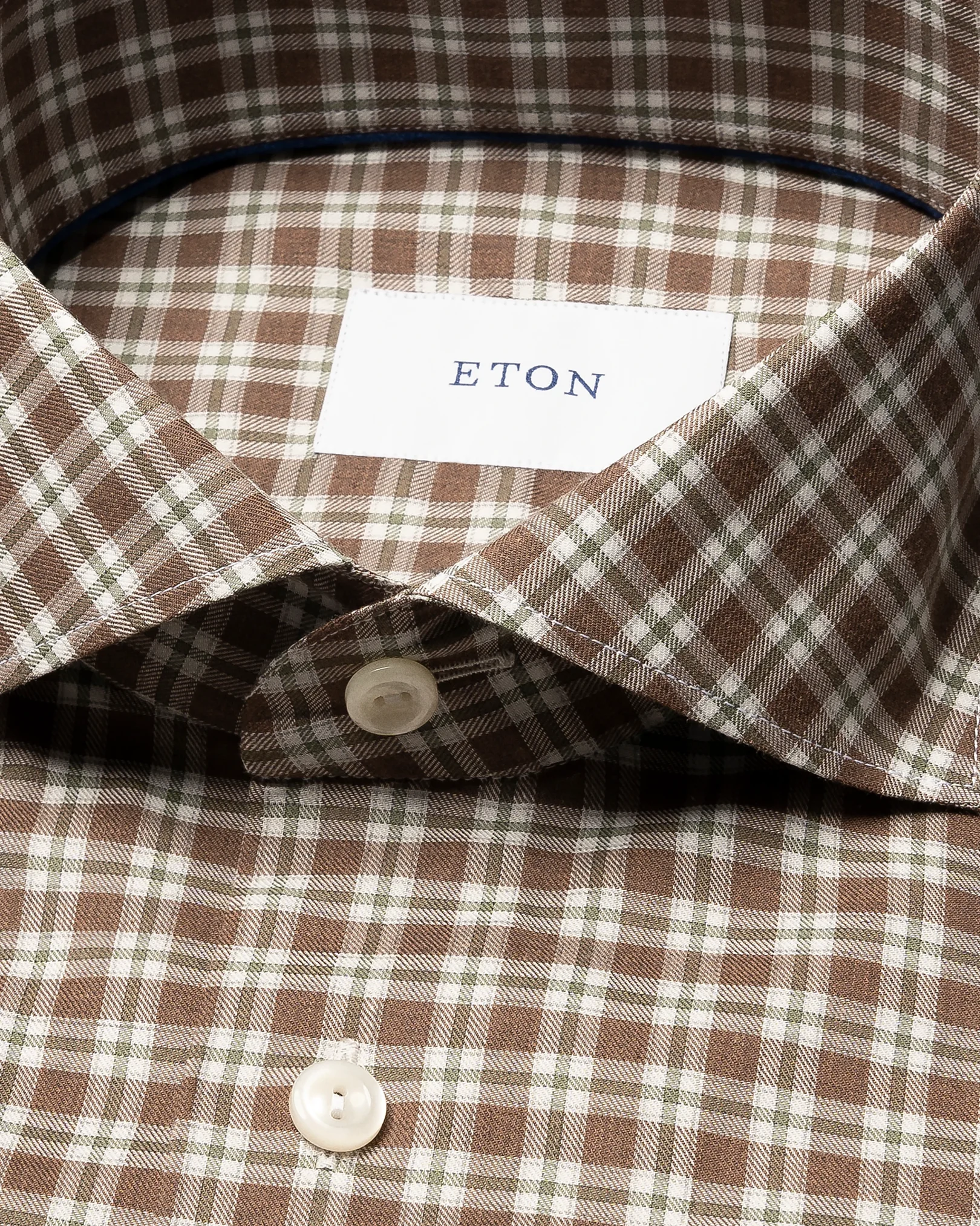 Eton - check signature flannel shirt wide spread