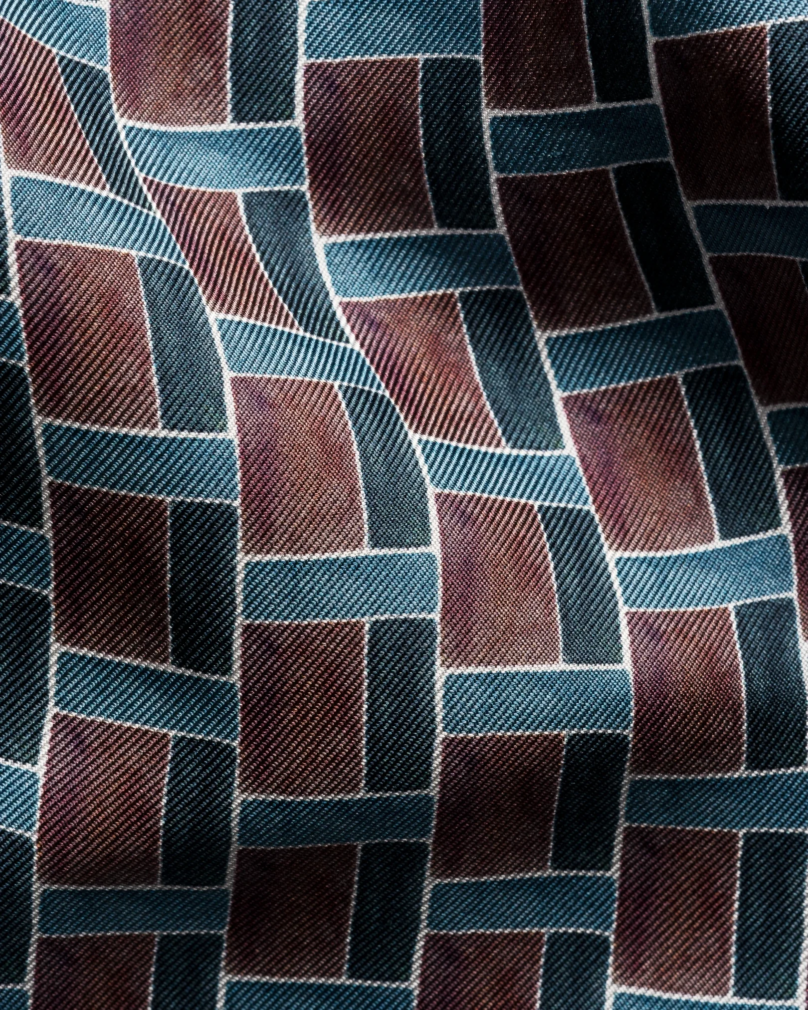 Eton - brown geometric print silk shirt
