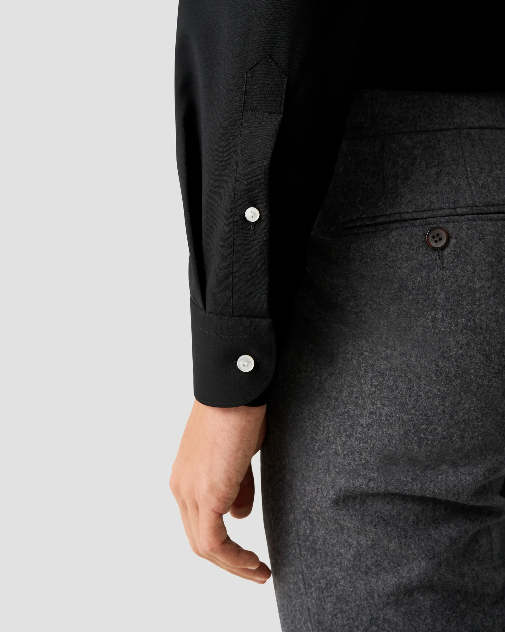 Eton - solid black merino shirt