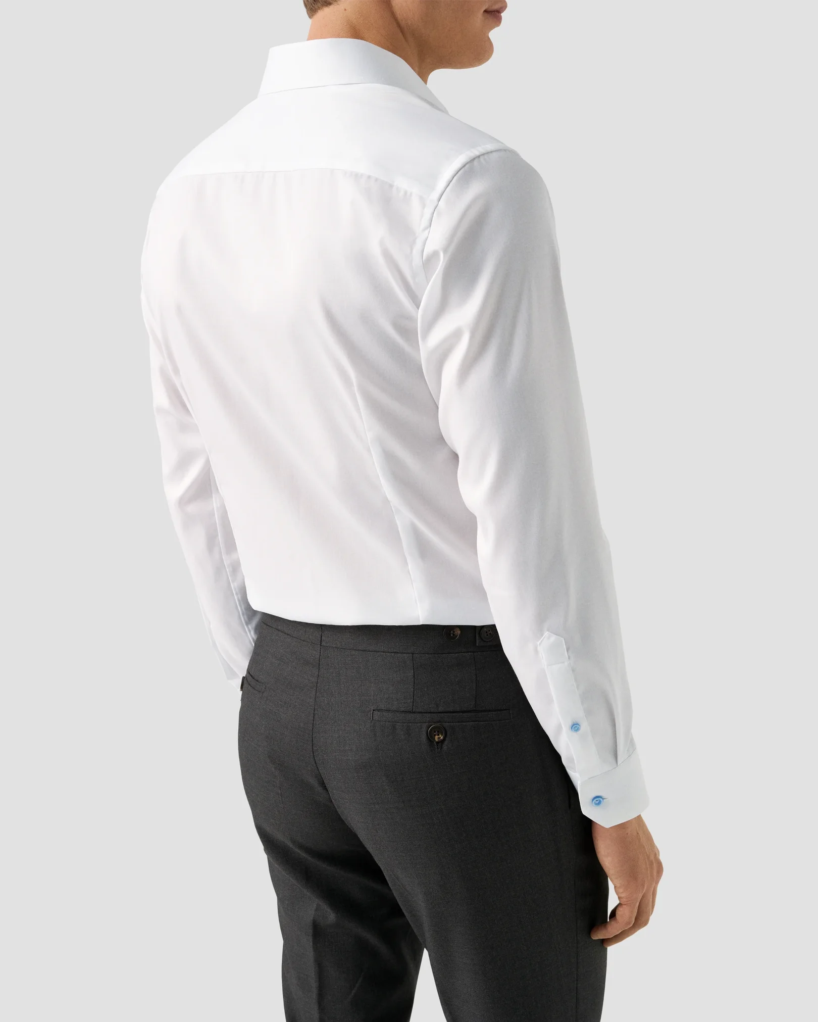 Eton - white twill shirt blue details cutaway