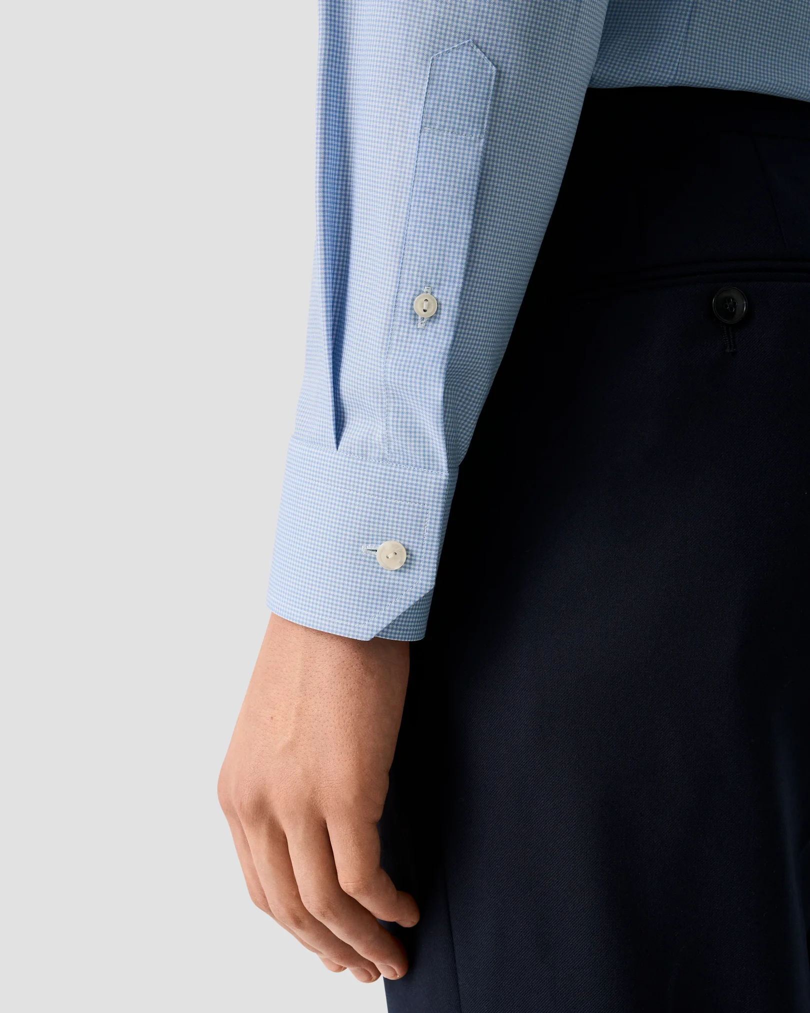 Eton - light blue fine check signature twill shirt