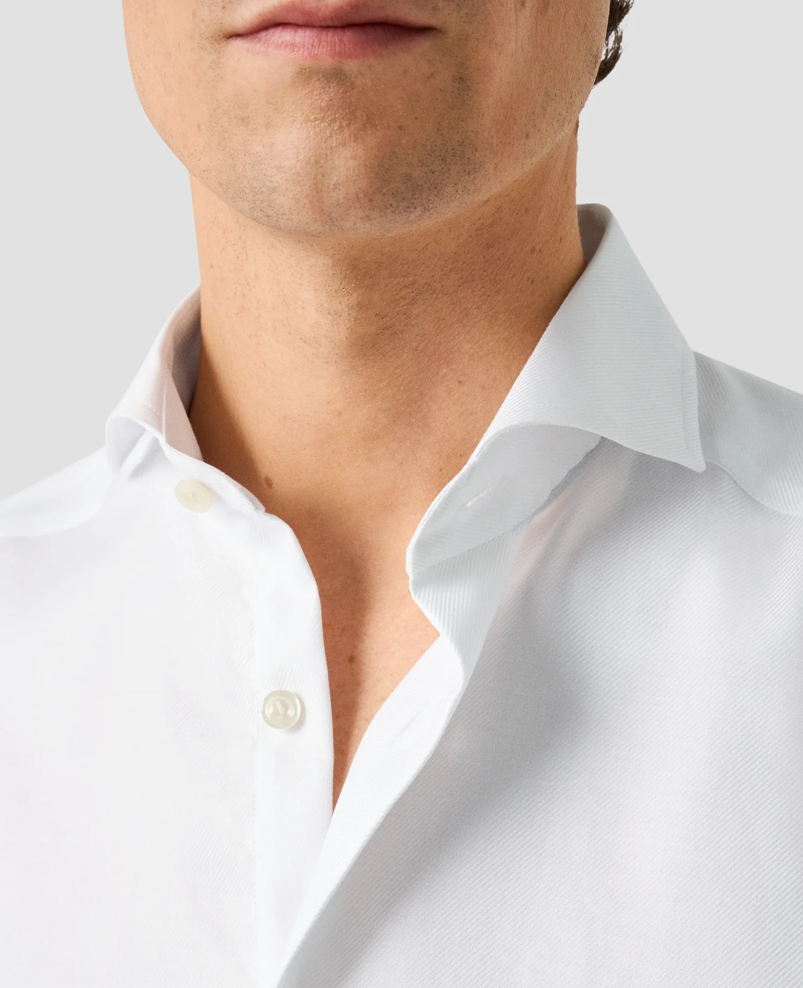 Eton - textured twill shirt extreme cut away